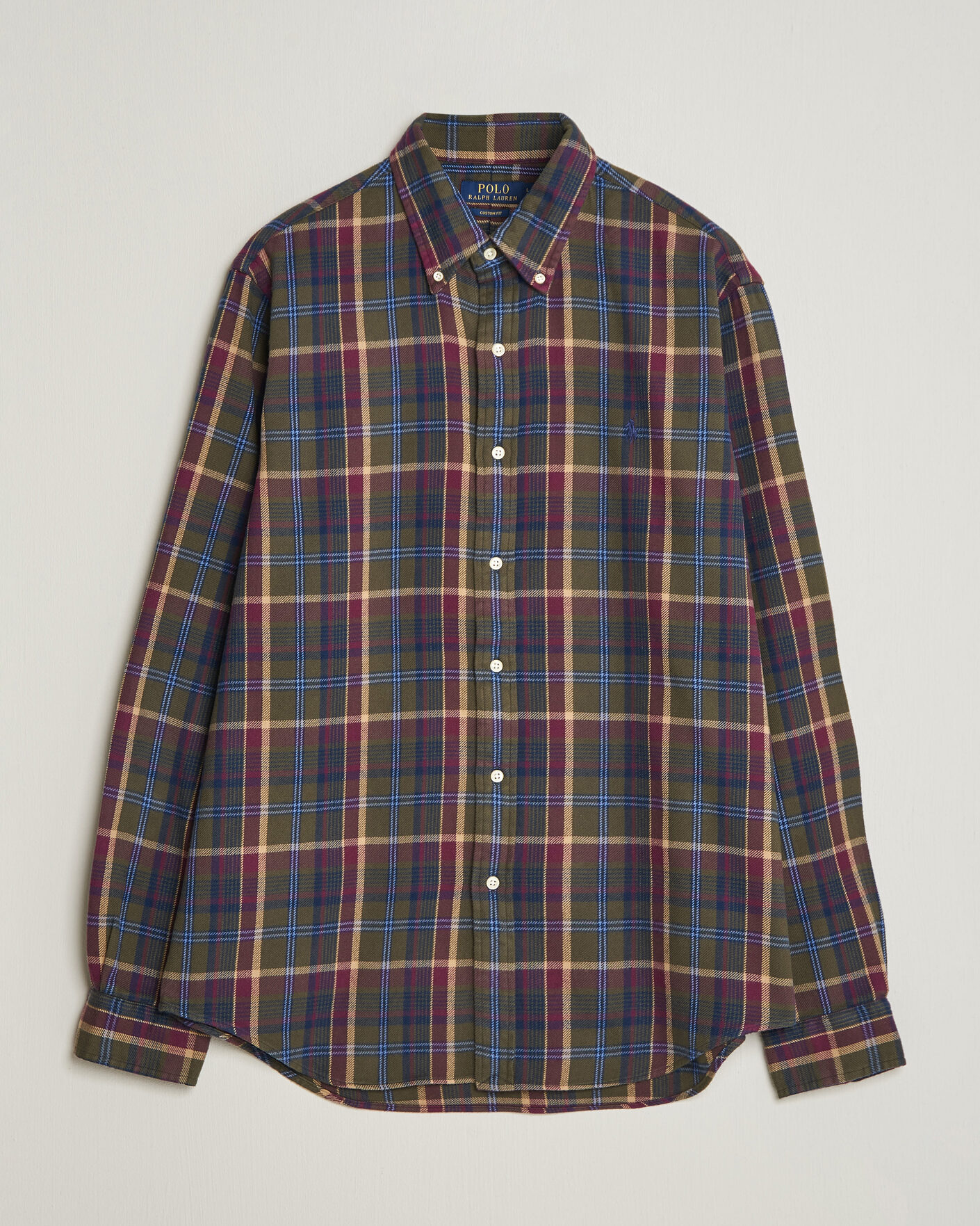 Men | Shirts | Polo Ralph Lauren | Custom Fit Brushed Flannel Shirt Olive Berry