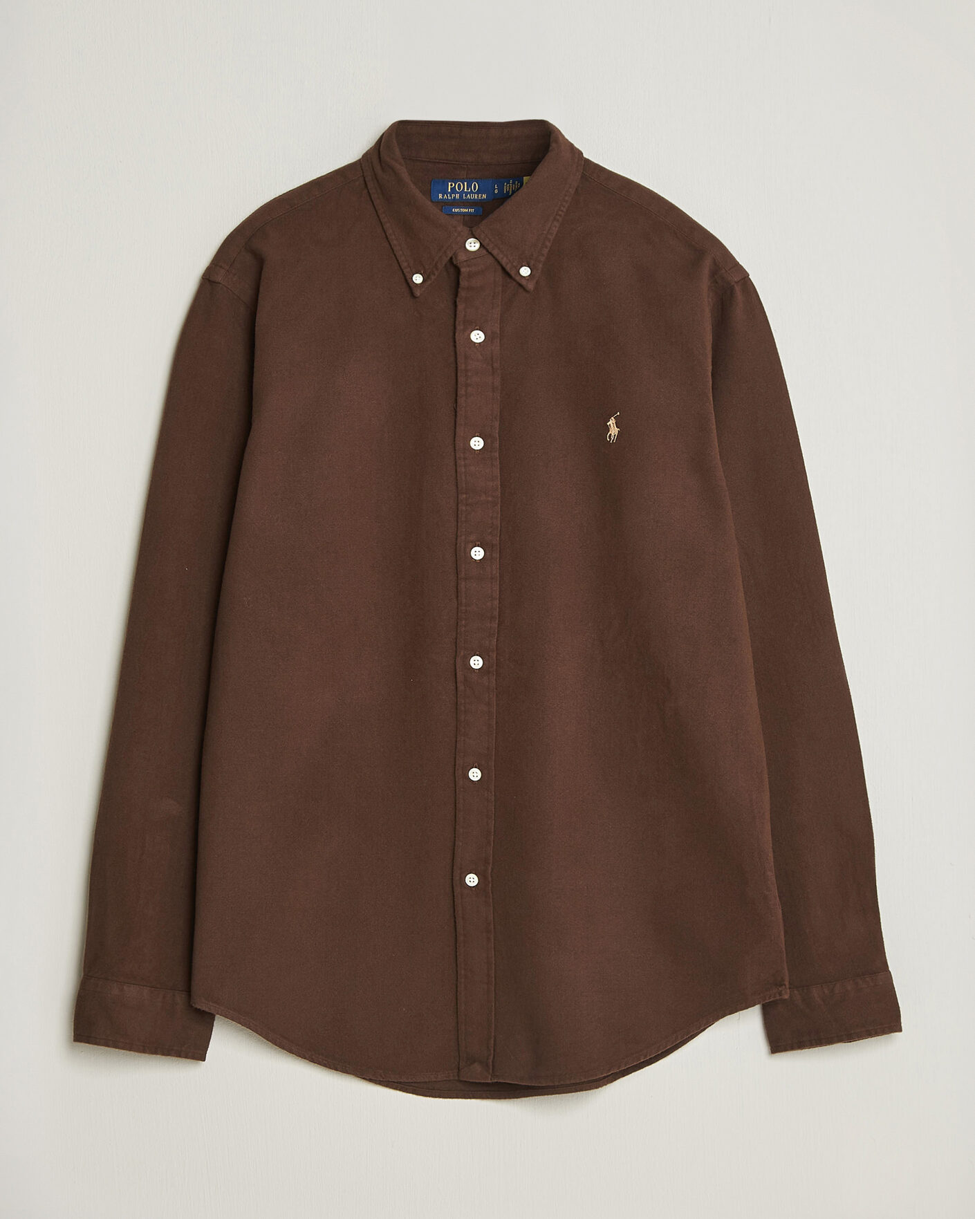 Men | Shirts | Polo Ralph Lauren | Custom Fit Brushed Flannel Shirt Nutmeg Brown