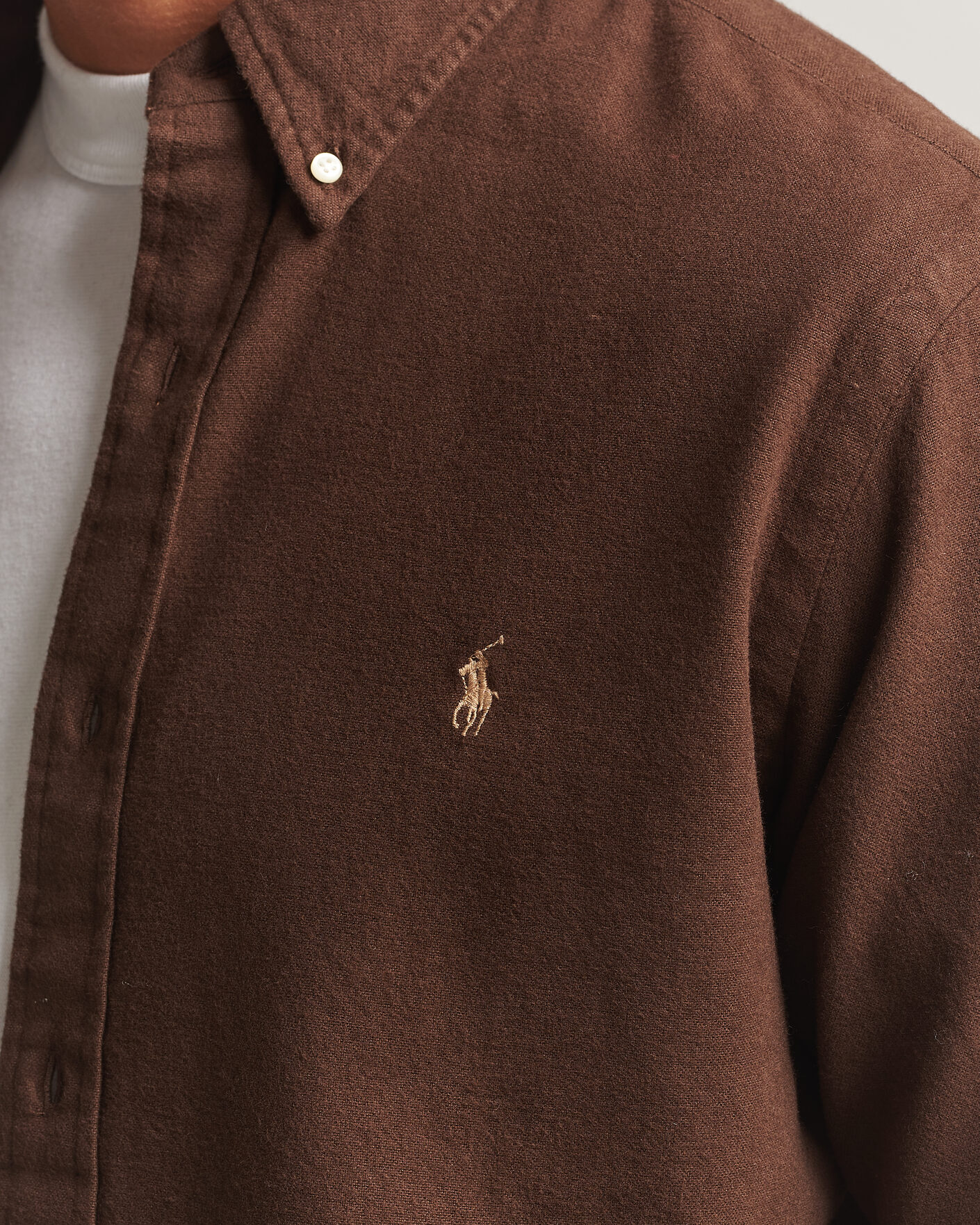 Men | Shirts | Polo Ralph Lauren | Custom Fit Brushed Flannel Shirt Nutmeg Brown