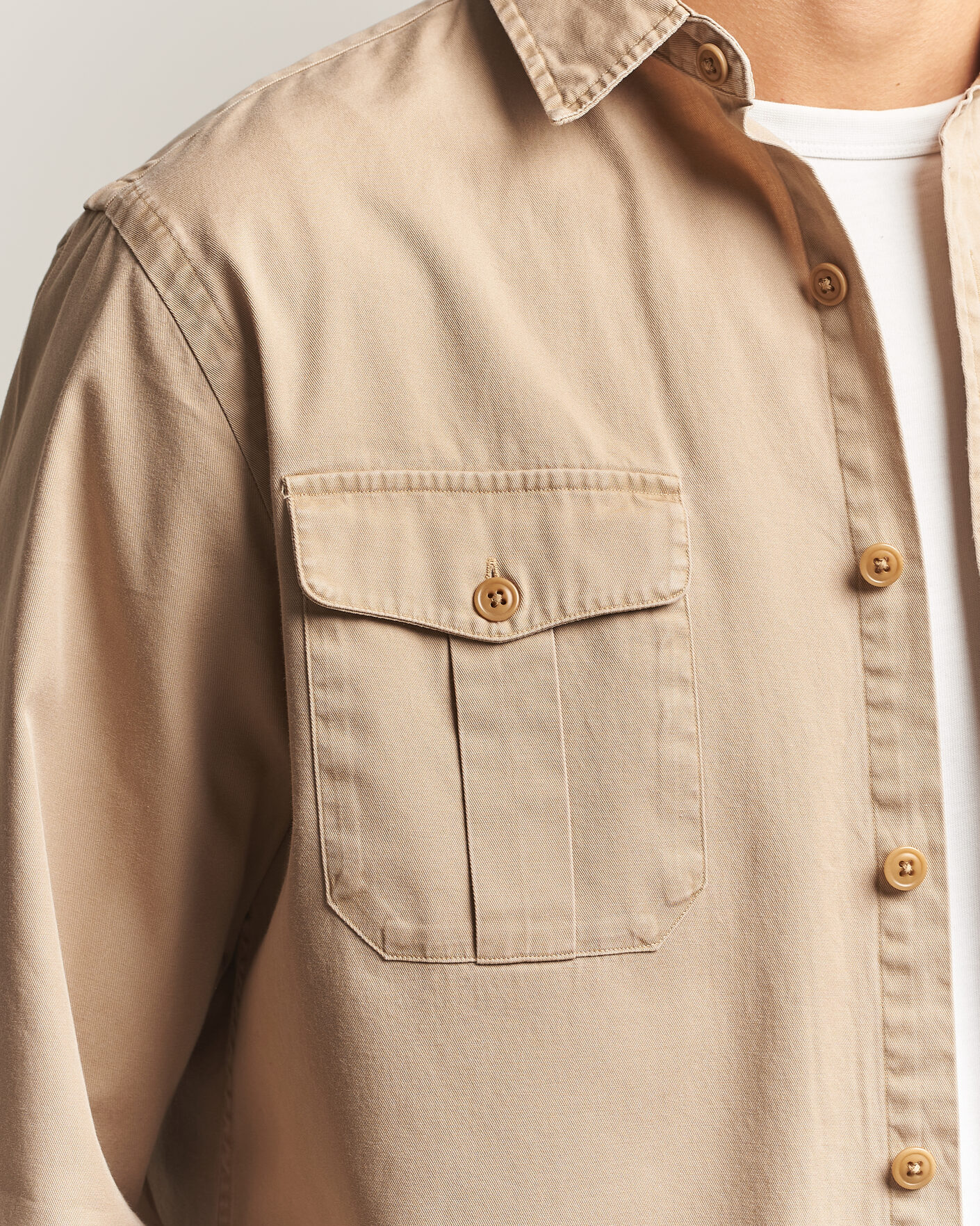 Men | Shirts | Polo Ralph Lauren | Litchfield Washed Chino Overshirt Vintage Khaki