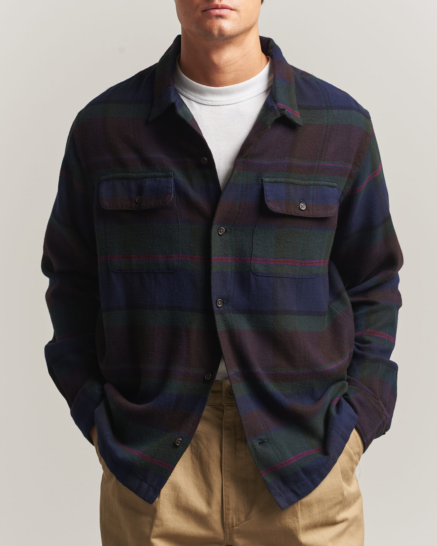Men | Shirts | Polo Ralph Lauren | Hudson Ranch Checked Overshirt Olive Royal