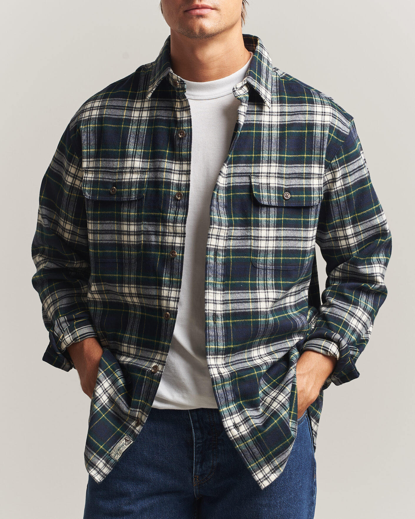 Men | Shirts | Polo Ralph Lauren | Classic Fit Shaggy Flannel Shirt Navy Green