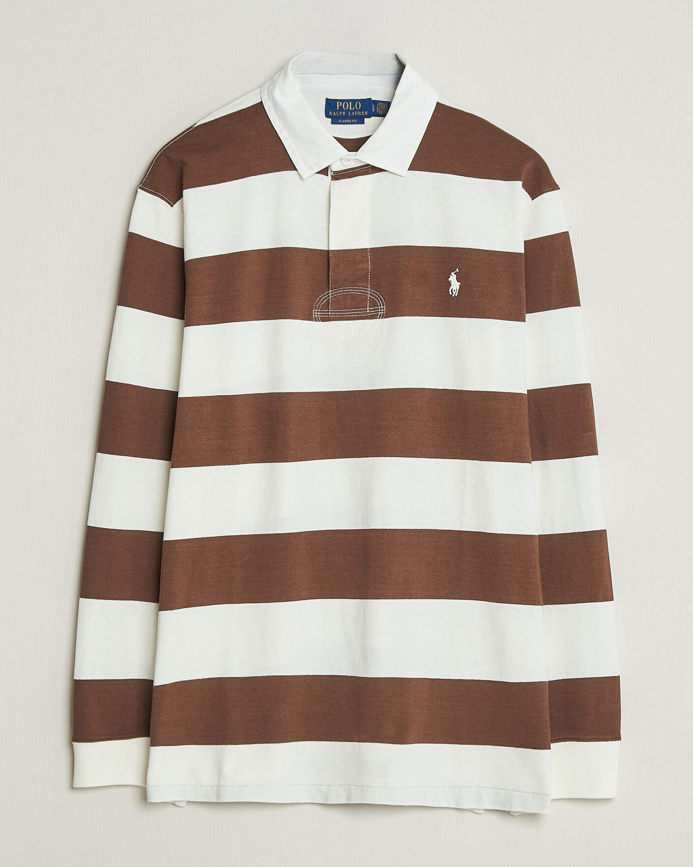 Men | Sweaters & Knitwear | Polo Ralph Lauren | Striped Jersey Rugger Cream/Brown