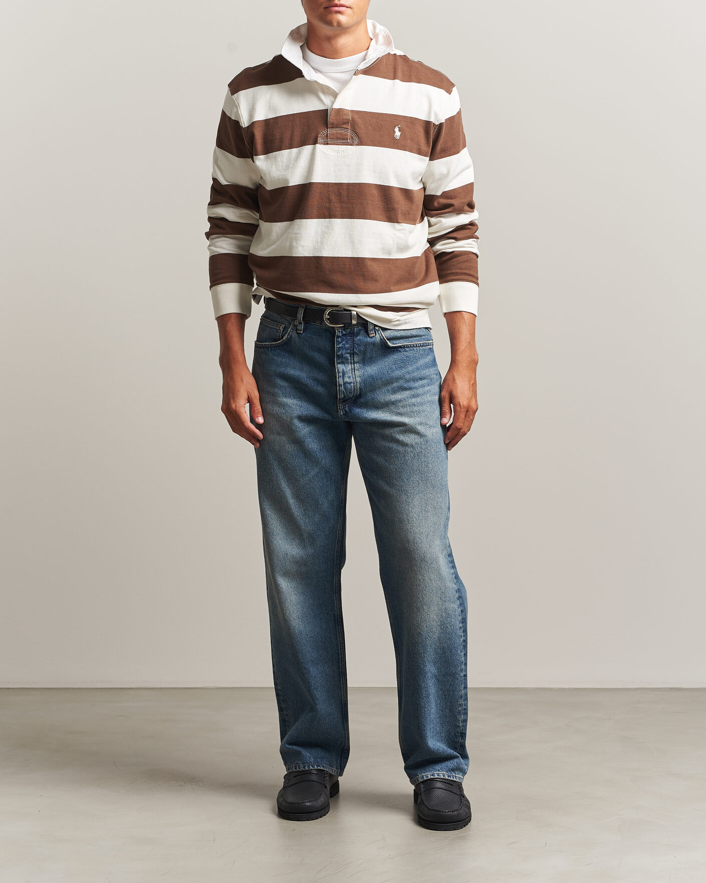 Men | Sweaters & Knitwear | Polo Ralph Lauren | Striped Jersey Rugger Cream/Brown