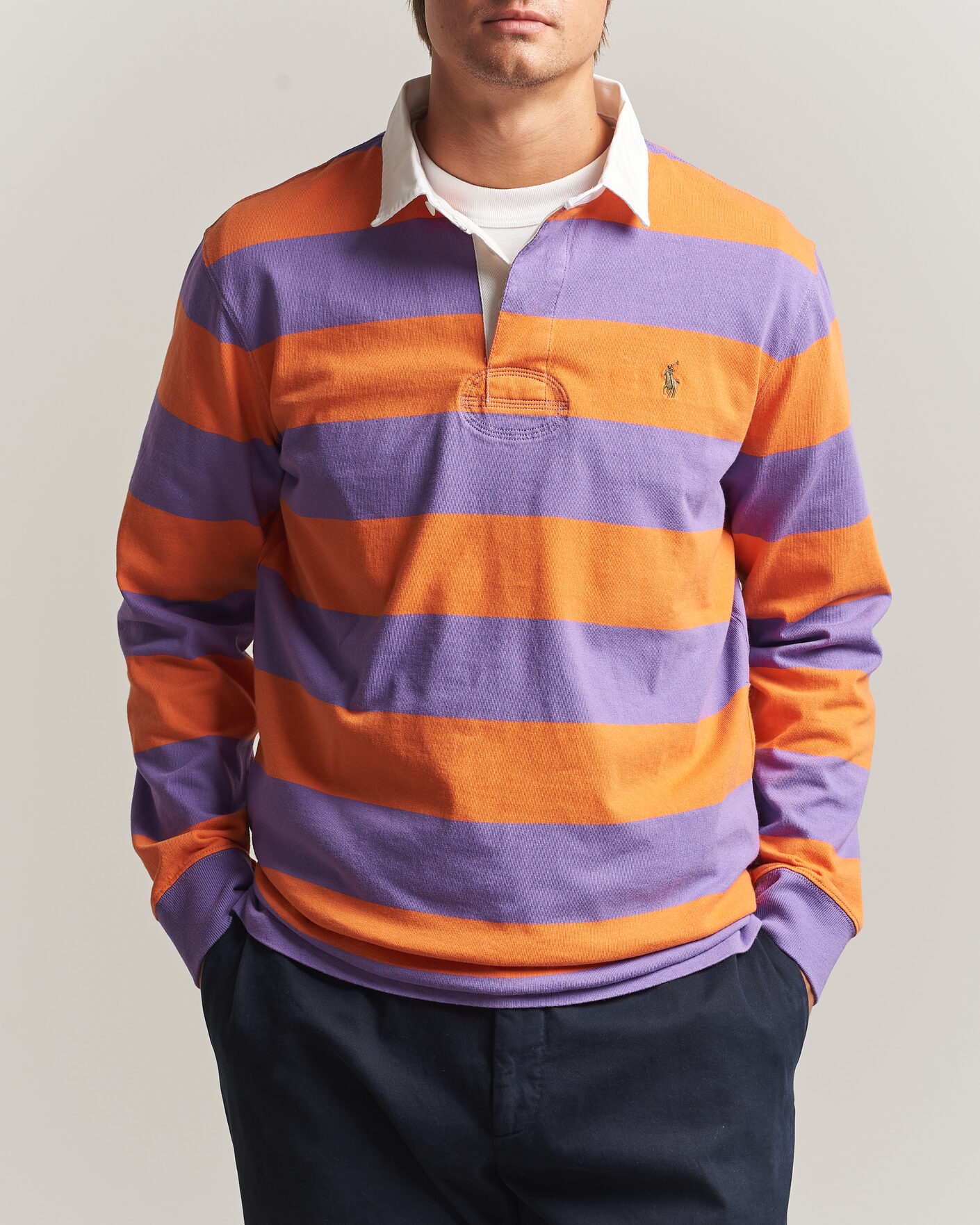Men | Sweaters & Knitwear | Polo Ralph Lauren | Striped Jersey Rugger Purple/Orange