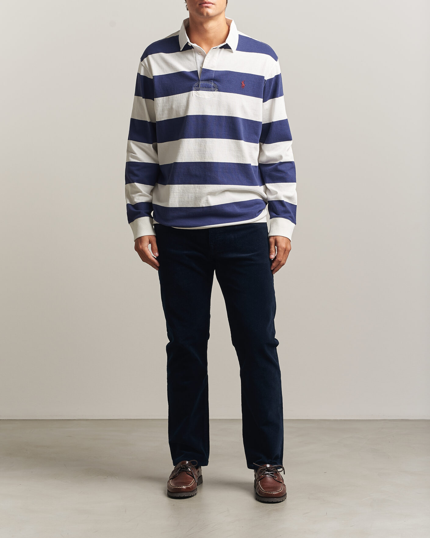 Men | Sweaters & Knitwear | Polo Ralph Lauren | Striped Jersey Rugger Cream/Navy