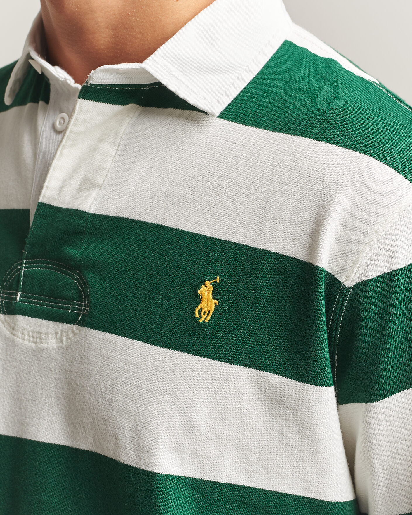Men | Sweaters & Knitwear | Polo Ralph Lauren | Striped Jersey Rugger Cream/Forest