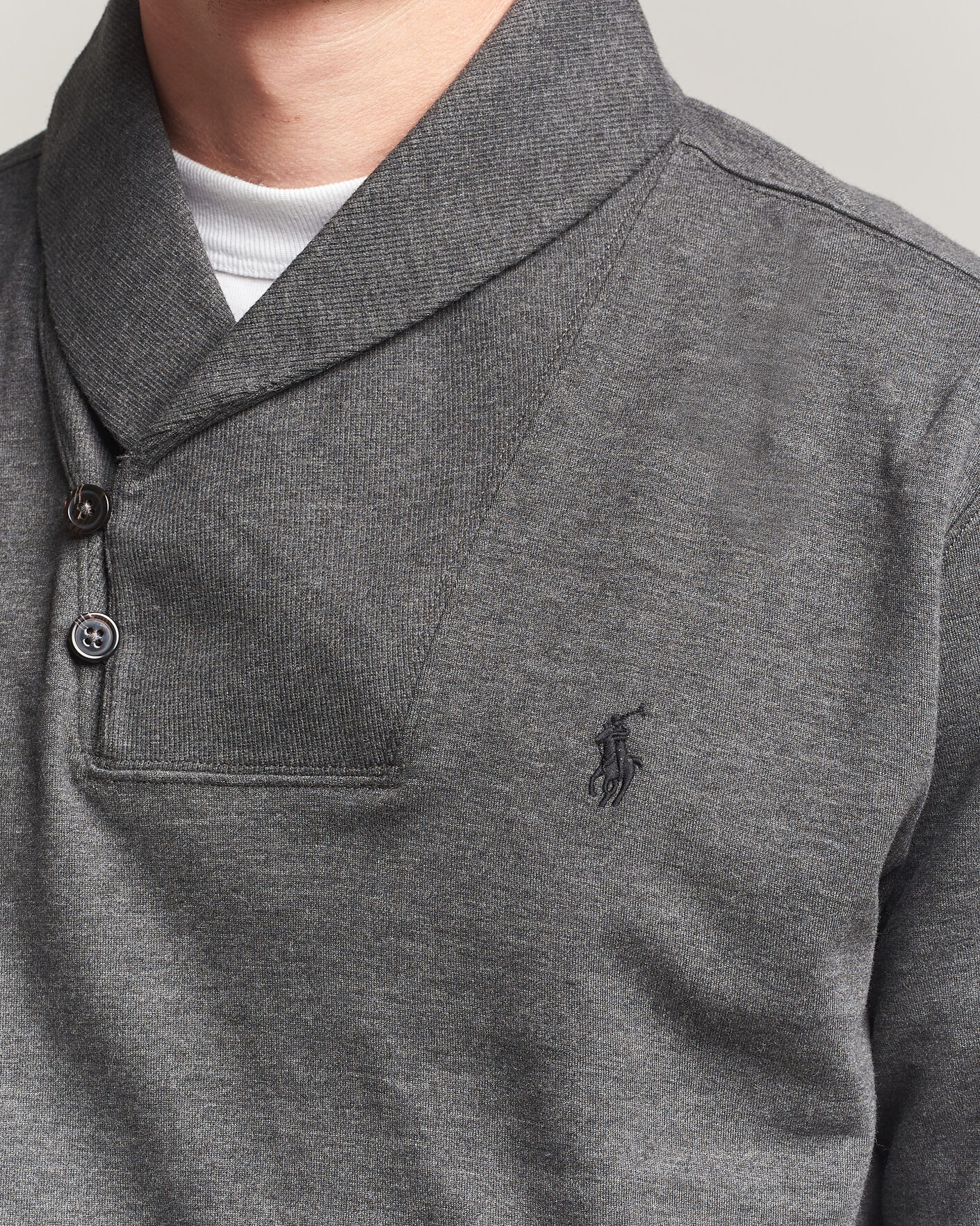 Men | Sweaters & Knitwear | Polo Ralph Lauren | Double Knitted Shawl Collar Sweater Windsor Heather