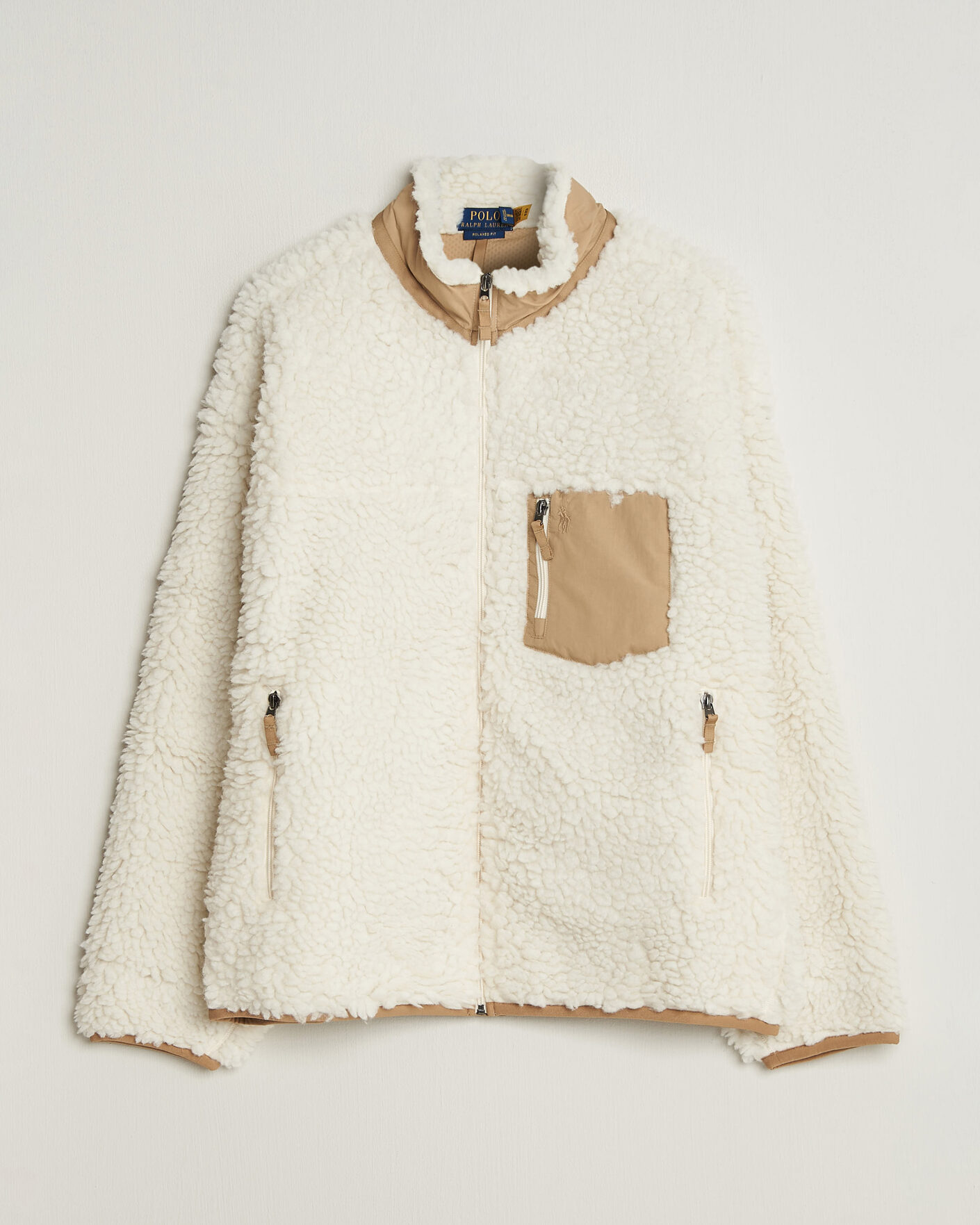 Men | Sweaters & Knitwear | Polo Ralph Lauren | Shaggy Hi Pile Full Zip Clubhouse Cream