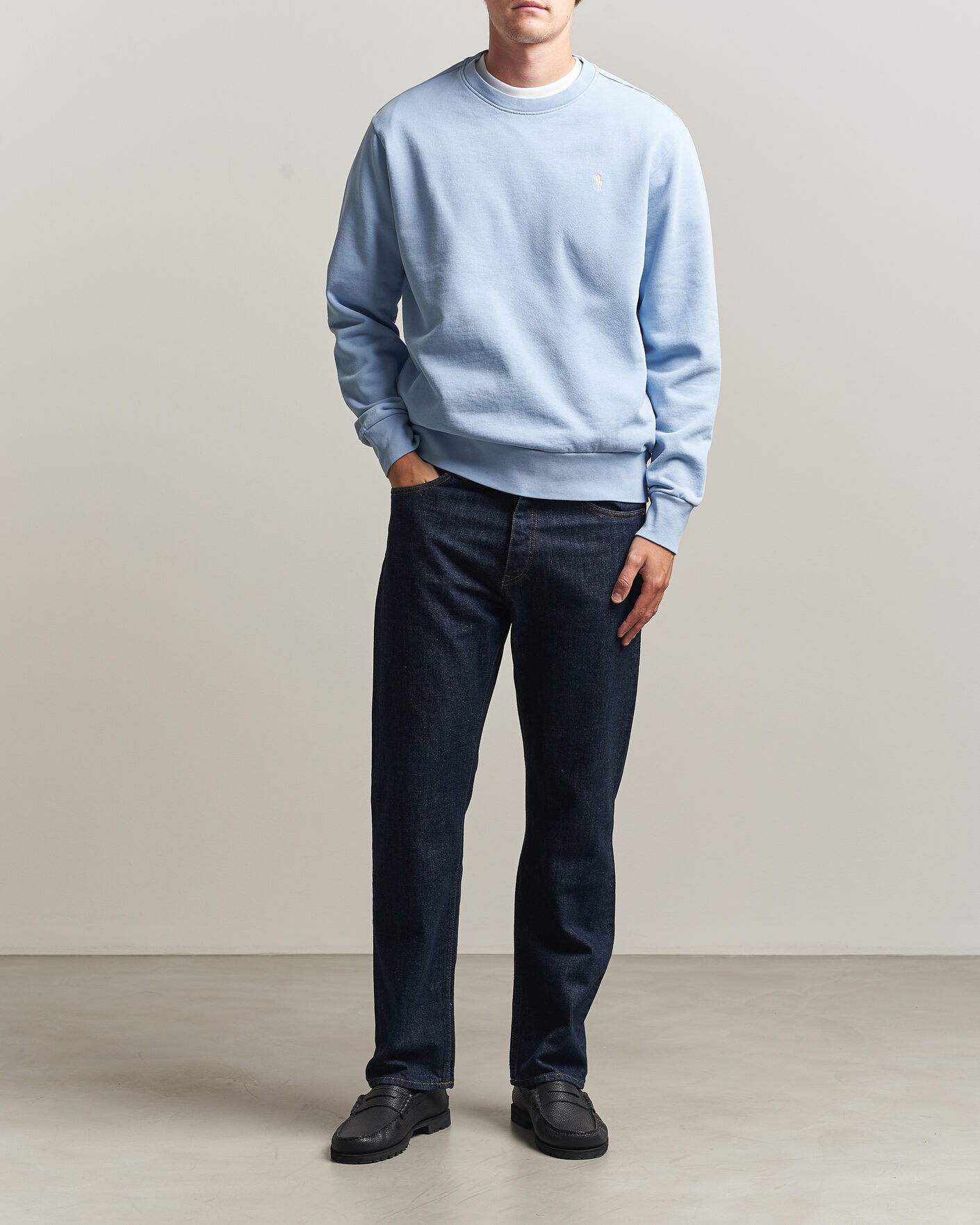 Men | Sweaters & Knitwear | Polo Ralph Lauren | Loopback Terry Sweatshirt Chambray Blue