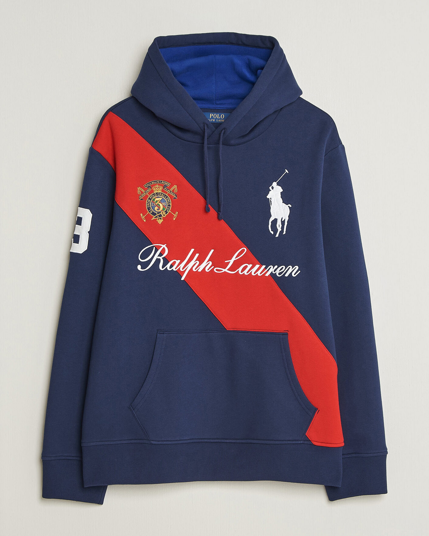 Men | Sweaters & Knitwear | Polo Ralph Lauren | Diagonal Stripe Big Pony Hoodie Newport Navy