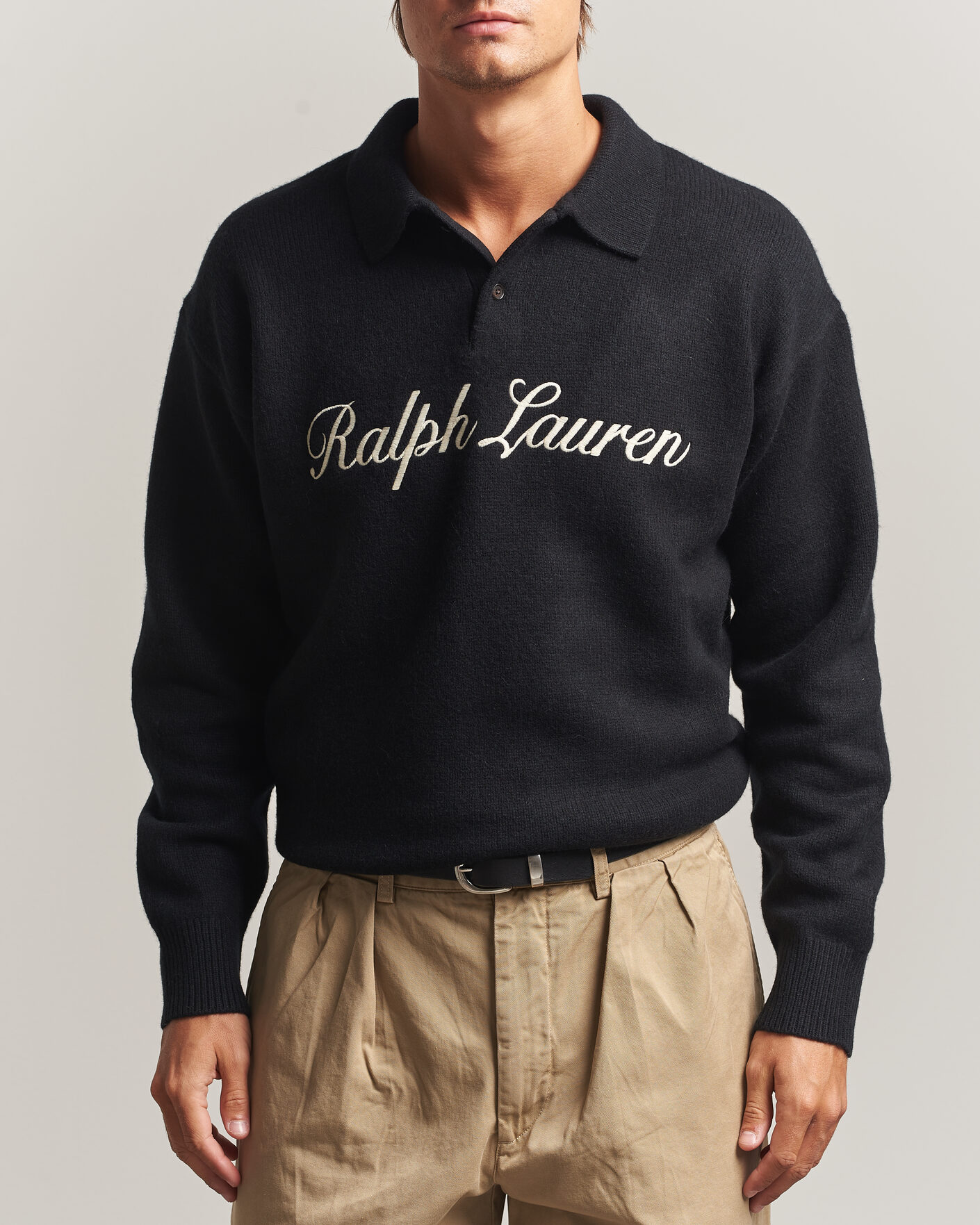 Men | Sweaters & Knitwear | Polo Ralph Lauren | Wool/Alpaca Rugby Sweater Polo Black