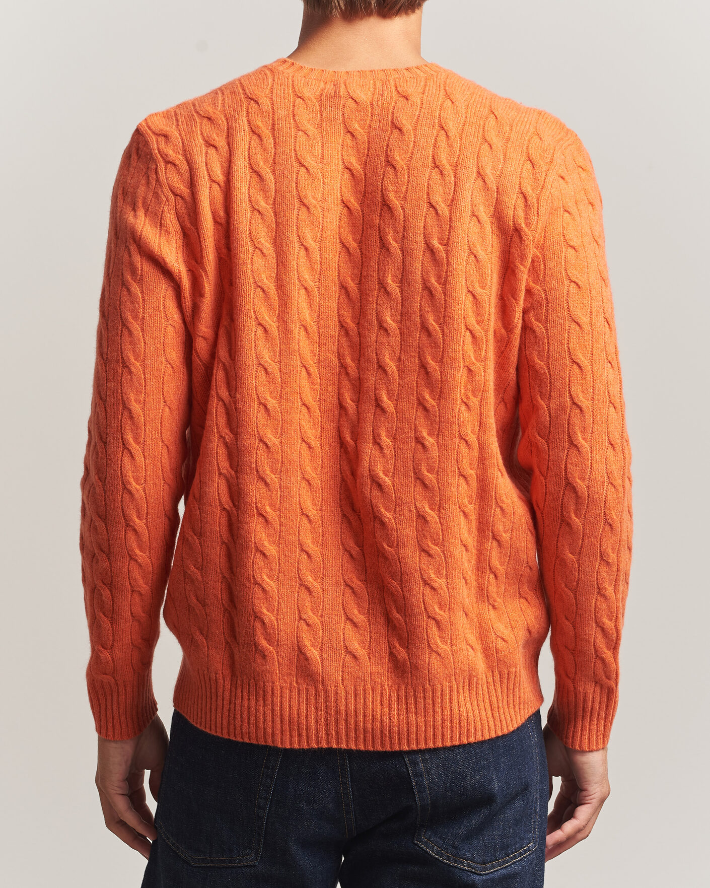 Men | Sweaters & Knitwear | Polo Ralph Lauren | Wool/Cashmere Cable Crew Neck Orange Jasper Heather