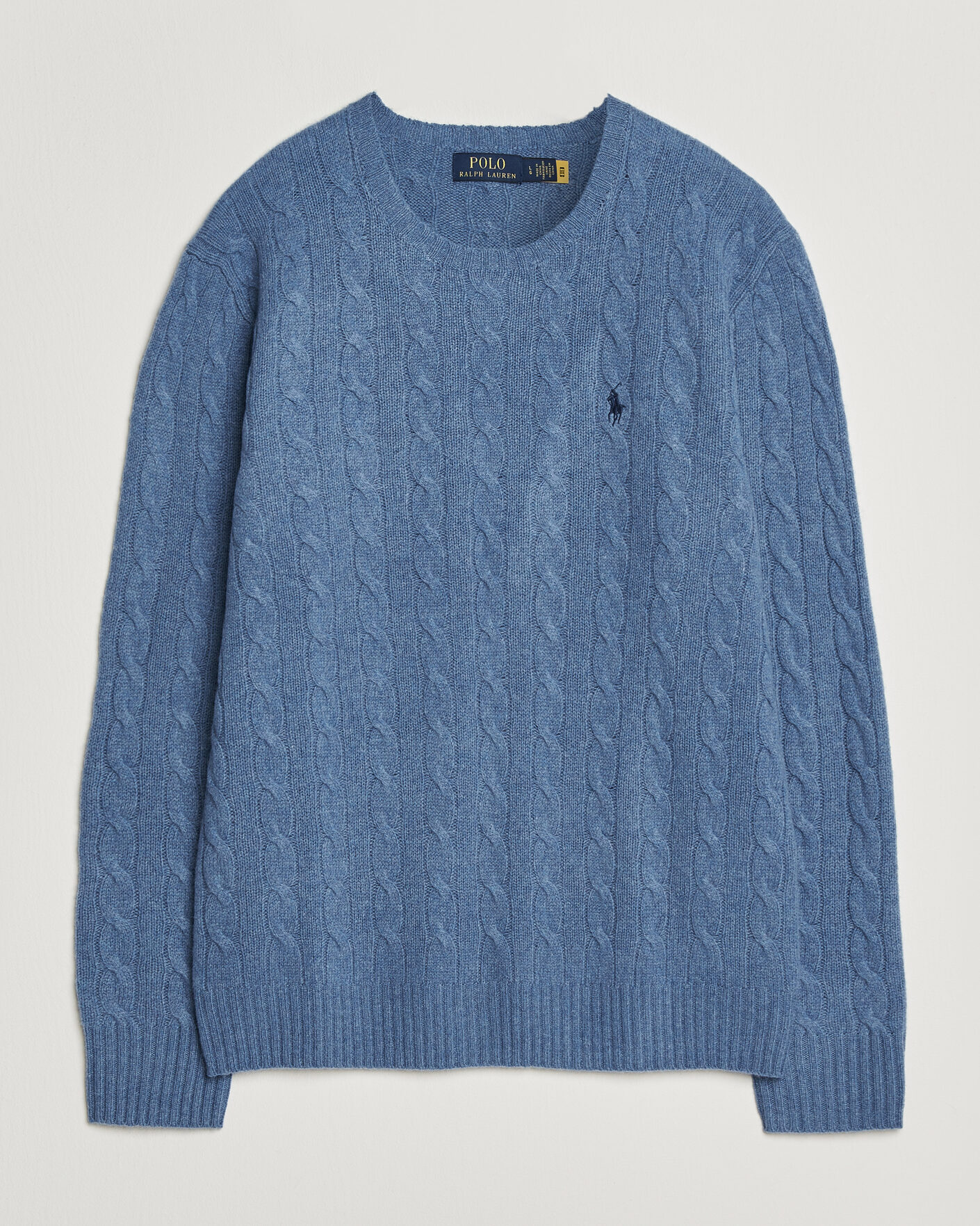 Men | Sweaters & Knitwear | Polo Ralph Lauren | Wool/Cashmere Cable Crew Neck Blue Borage Heather