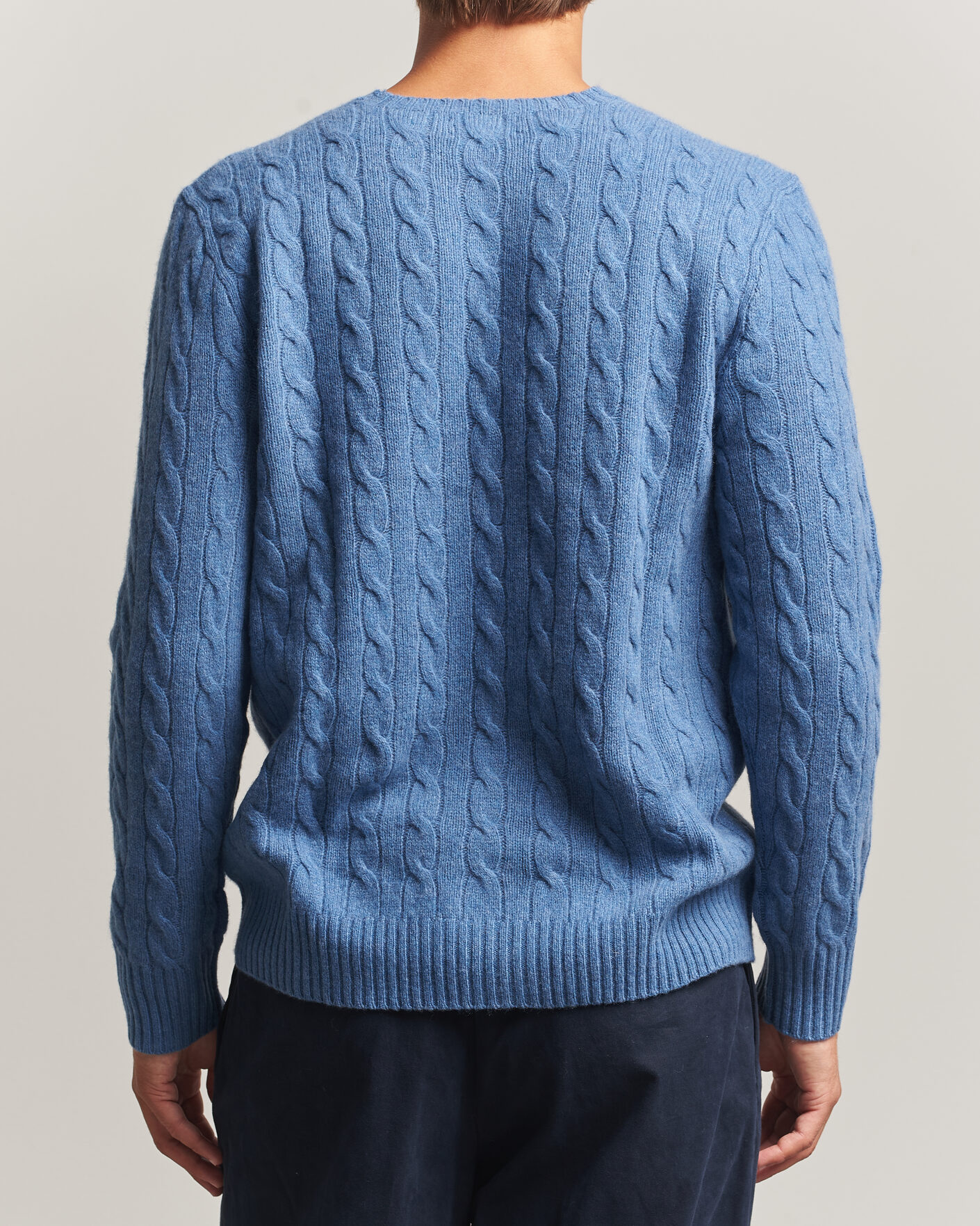 Men | Sweaters & Knitwear | Polo Ralph Lauren | Wool/Cashmere Cable Crew Neck Blue Borage Heather