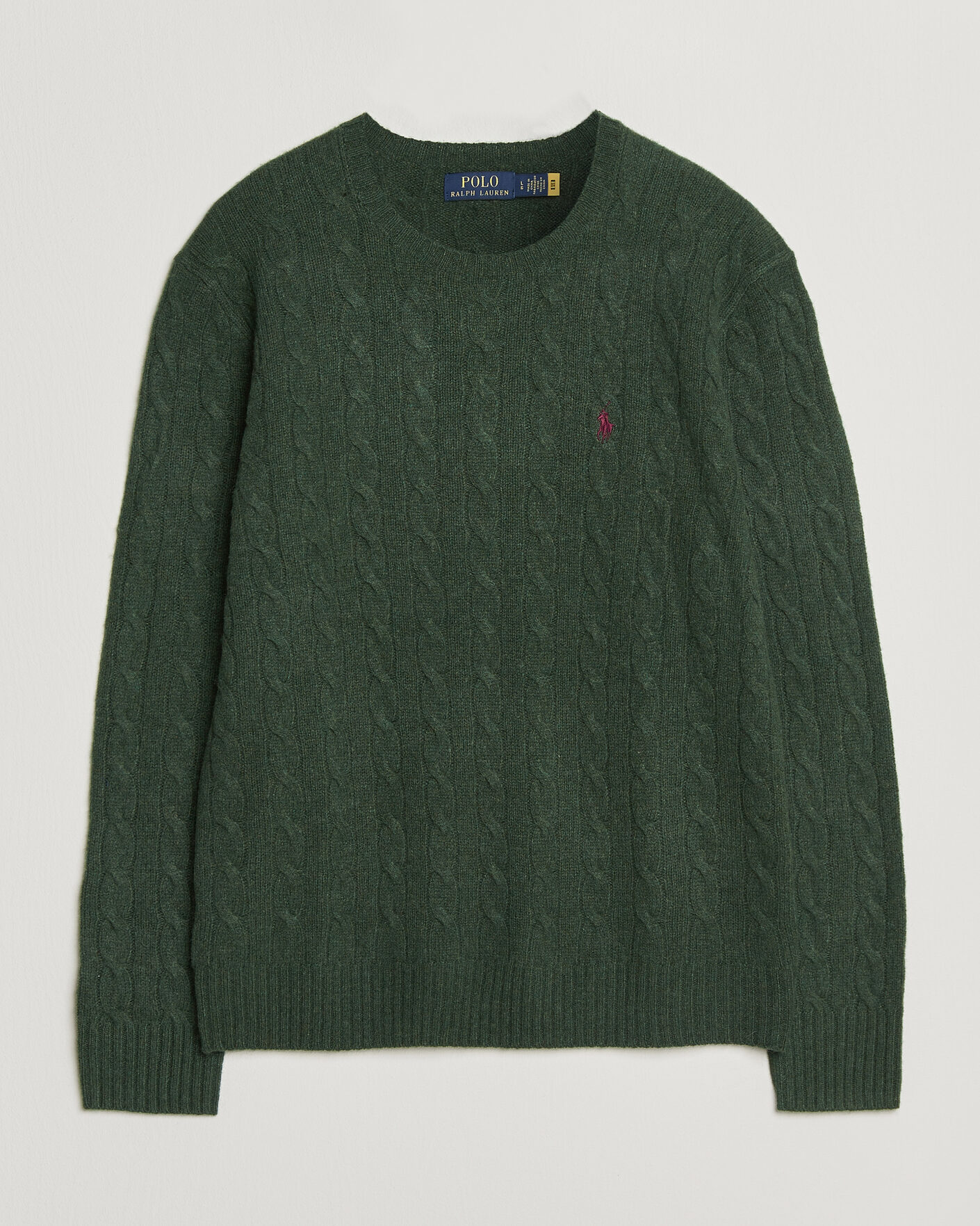 Men | Sweaters & Knitwear | Polo Ralph Lauren | Wool/Cashmere Cable Crew Neck Lodgepole Pine Heather