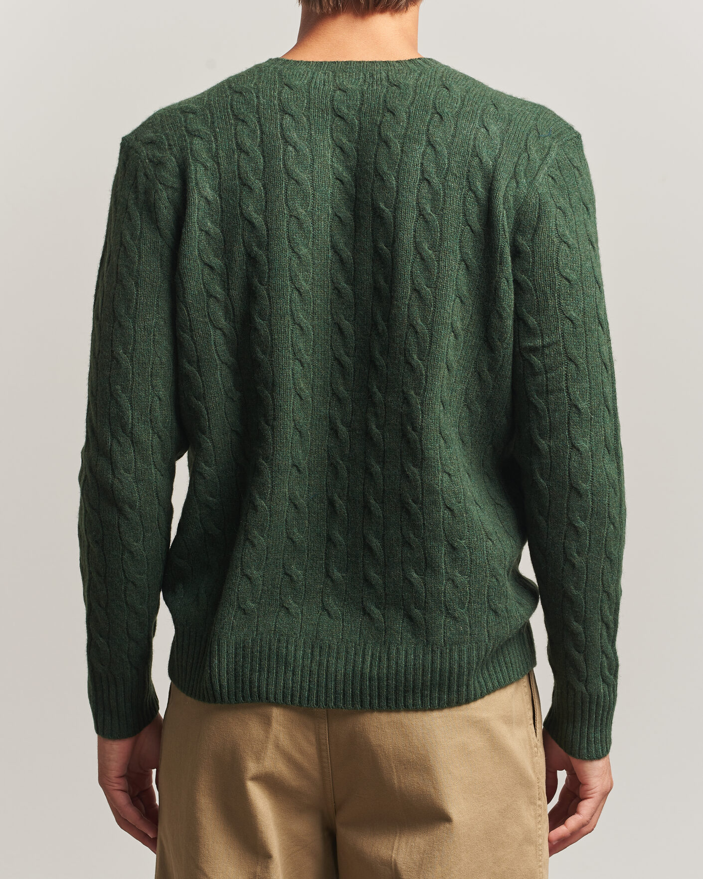 Men | Sweaters & Knitwear | Polo Ralph Lauren | Wool/Cashmere Cable Crew Neck Lodgepole Pine Heather