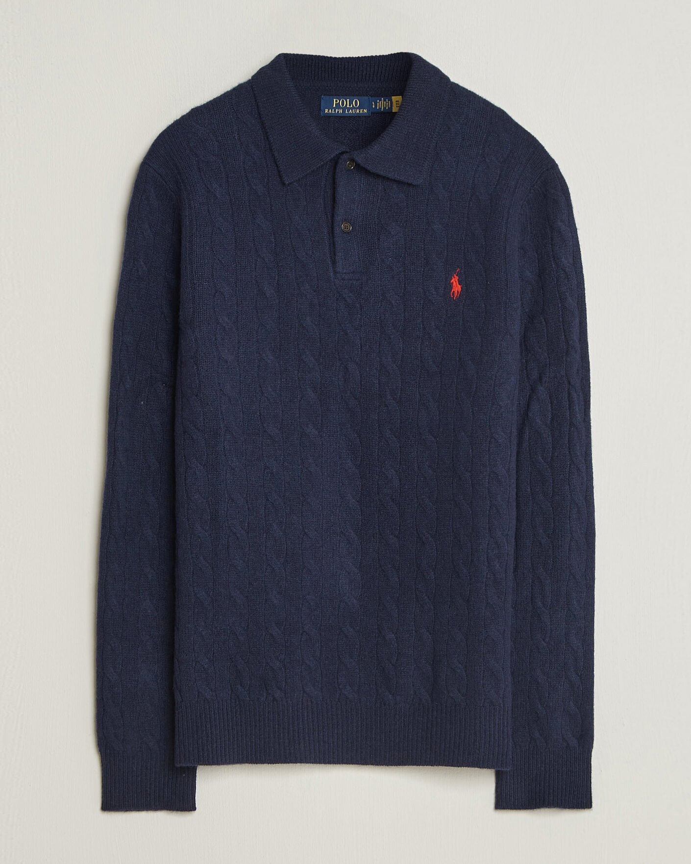 Men | Sweaters & Knitwear | Polo Ralph Lauren | Wool/Cashmere Cable Knit Polo Hunter Navy