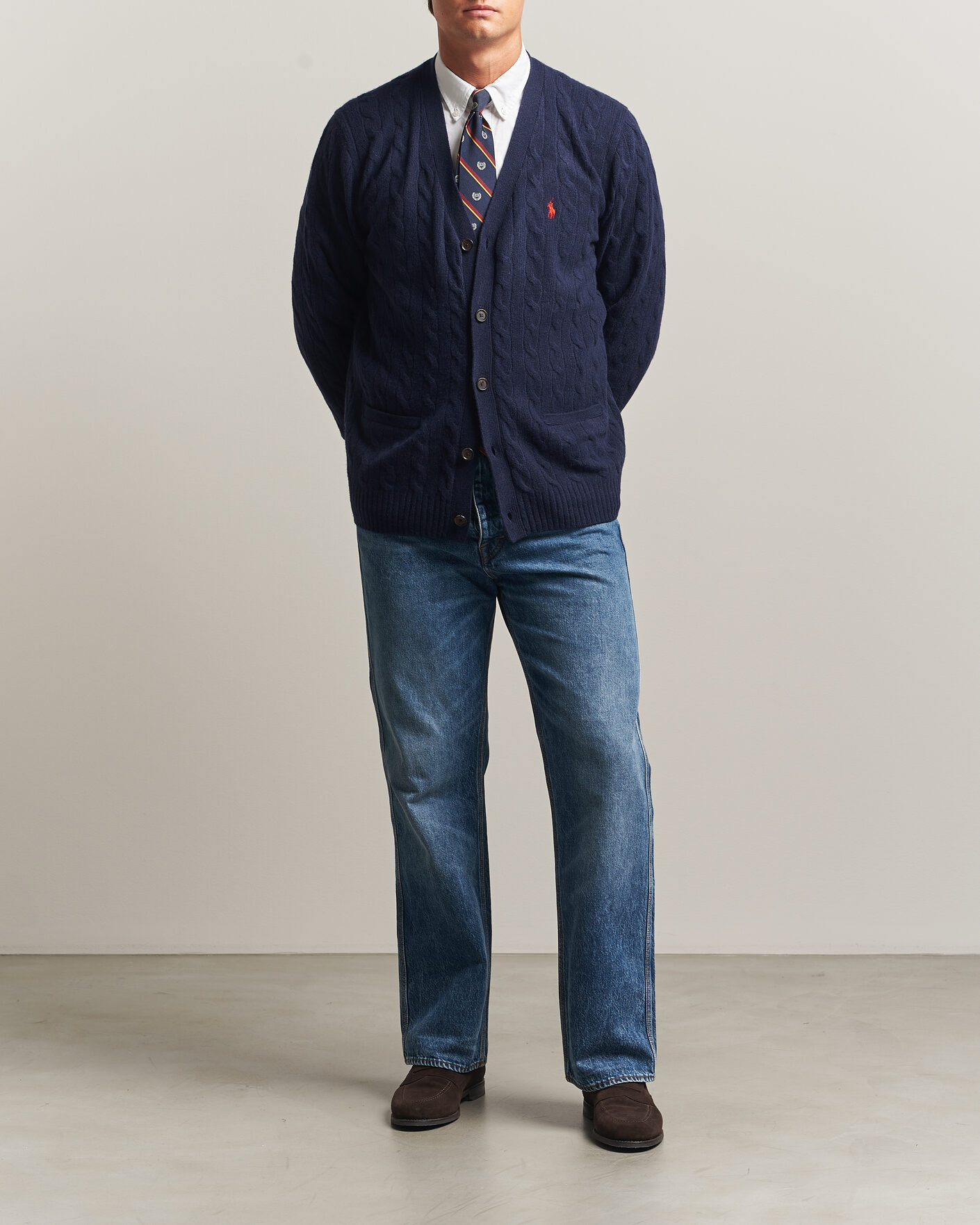 Men | Sweaters & Knitwear | Polo Ralph Lauren | Wool/Cashmere Cable Cardigan Hunter Navy