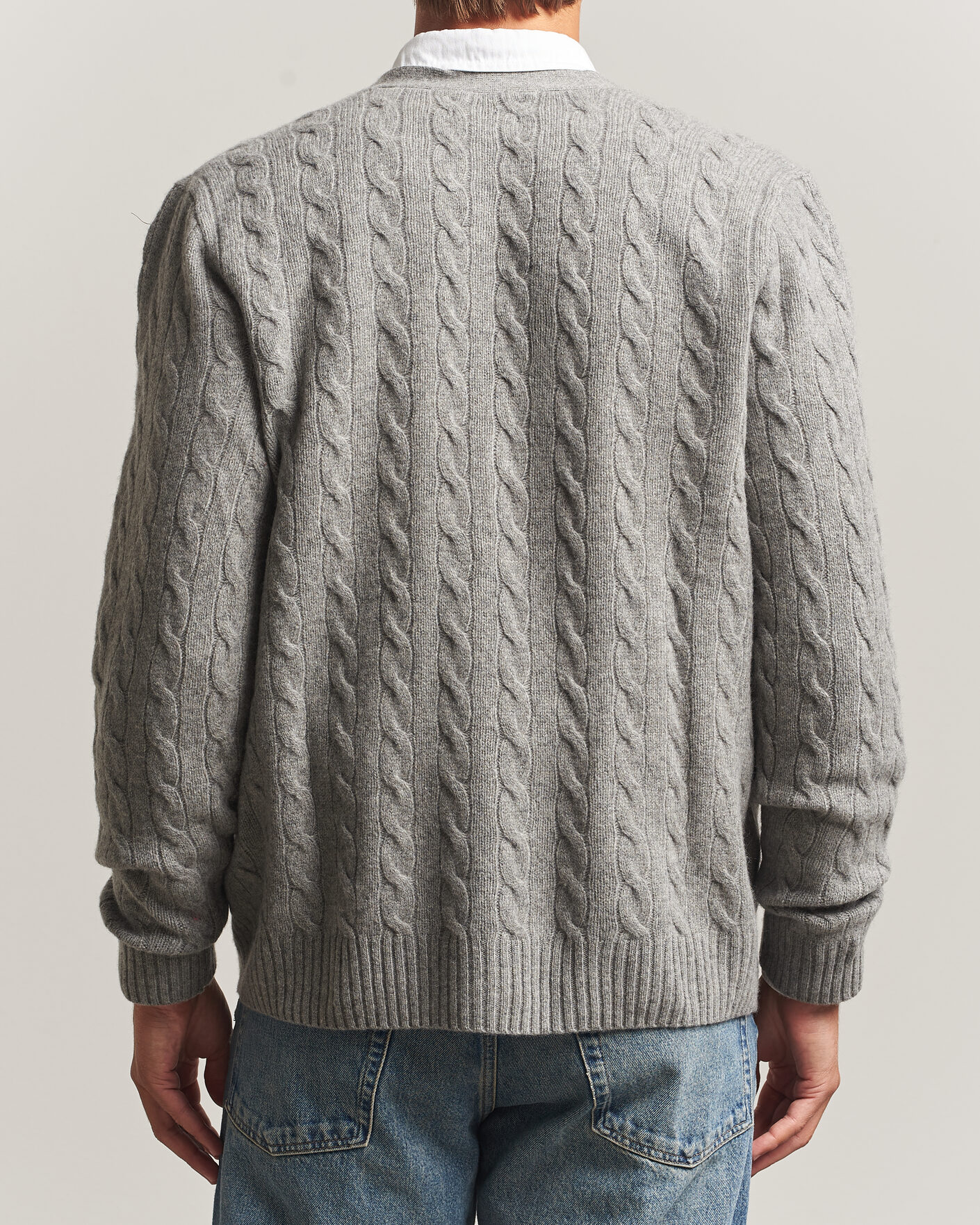 Men | Sweaters & Knitwear | Polo Ralph Lauren | Wool/Cashmere Cable Cardigan Fawn Grey Heather
