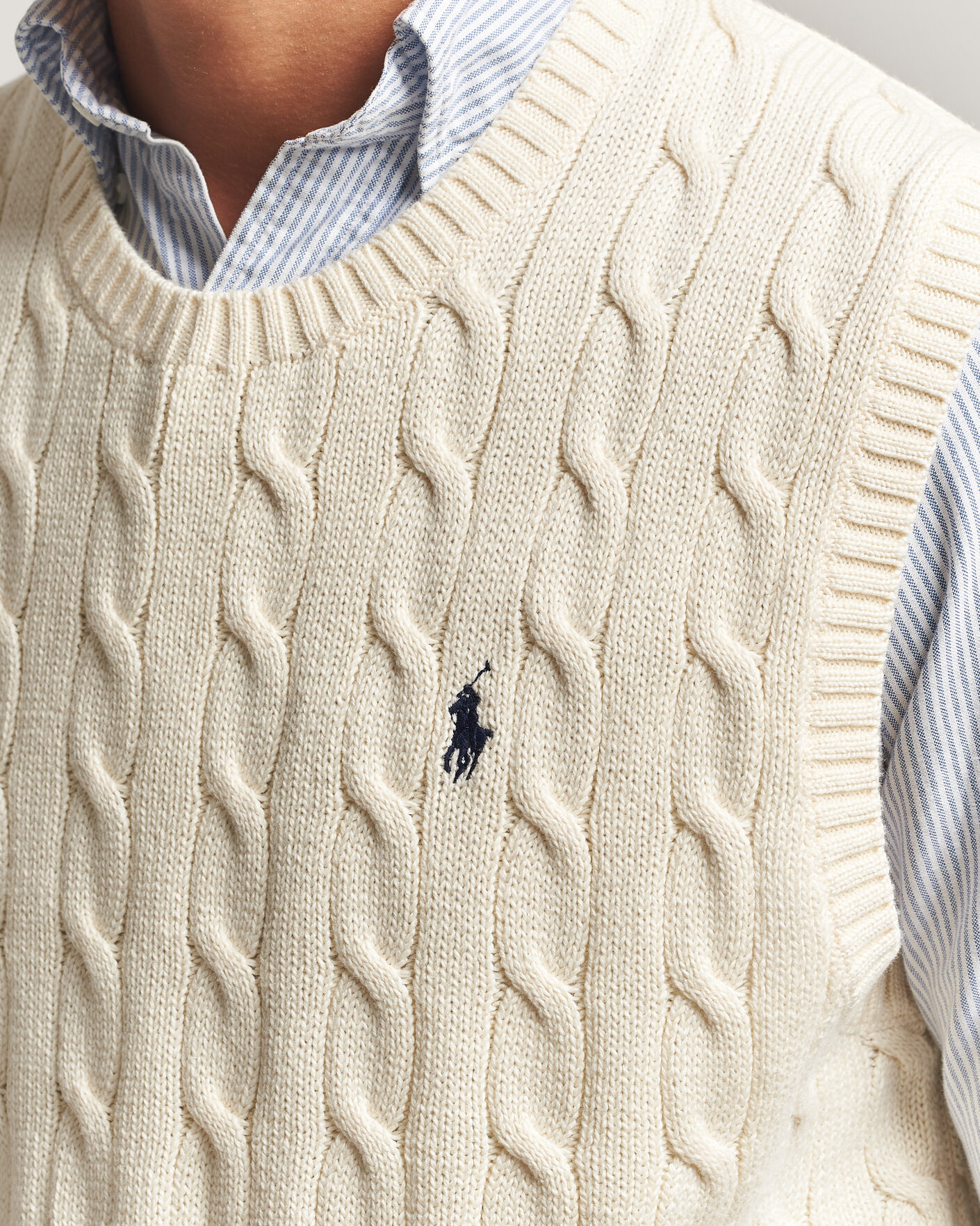 Men | Sweaters & Knitwear | Polo Ralph Lauren | Cotton Cable Vest Andover Cream