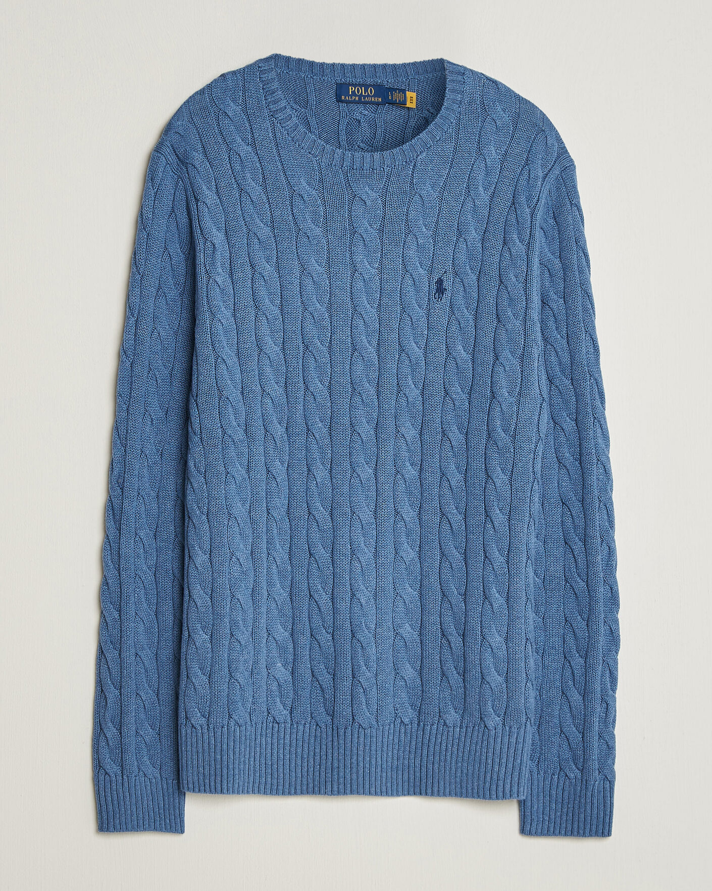 Men | Sweaters & Knitwear | Polo Ralph Lauren | Cotton Cable Pullover Blue Borage Heather