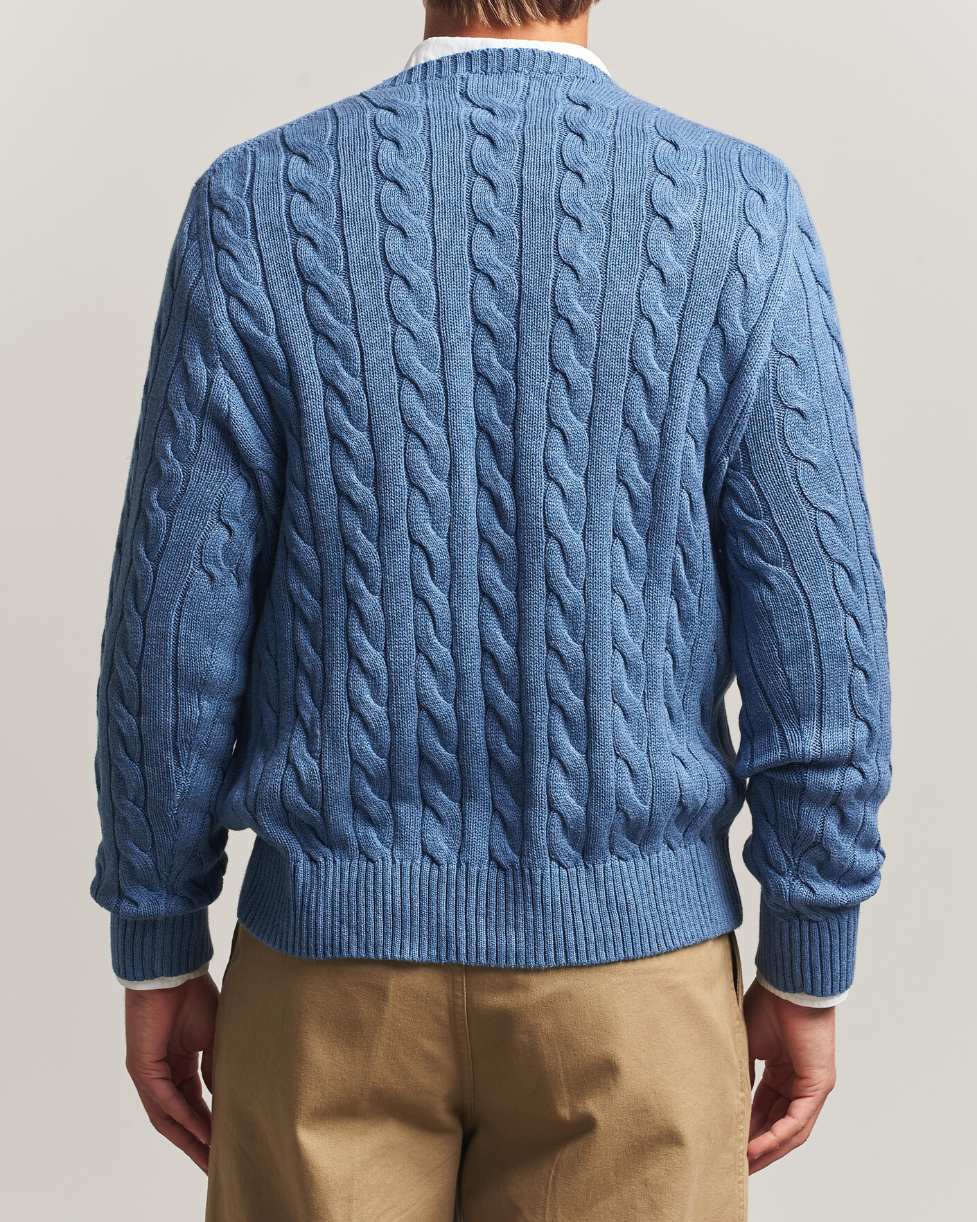 Men | Sweaters & Knitwear | Polo Ralph Lauren | Cotton Cable Pullover Blue Borage Heather