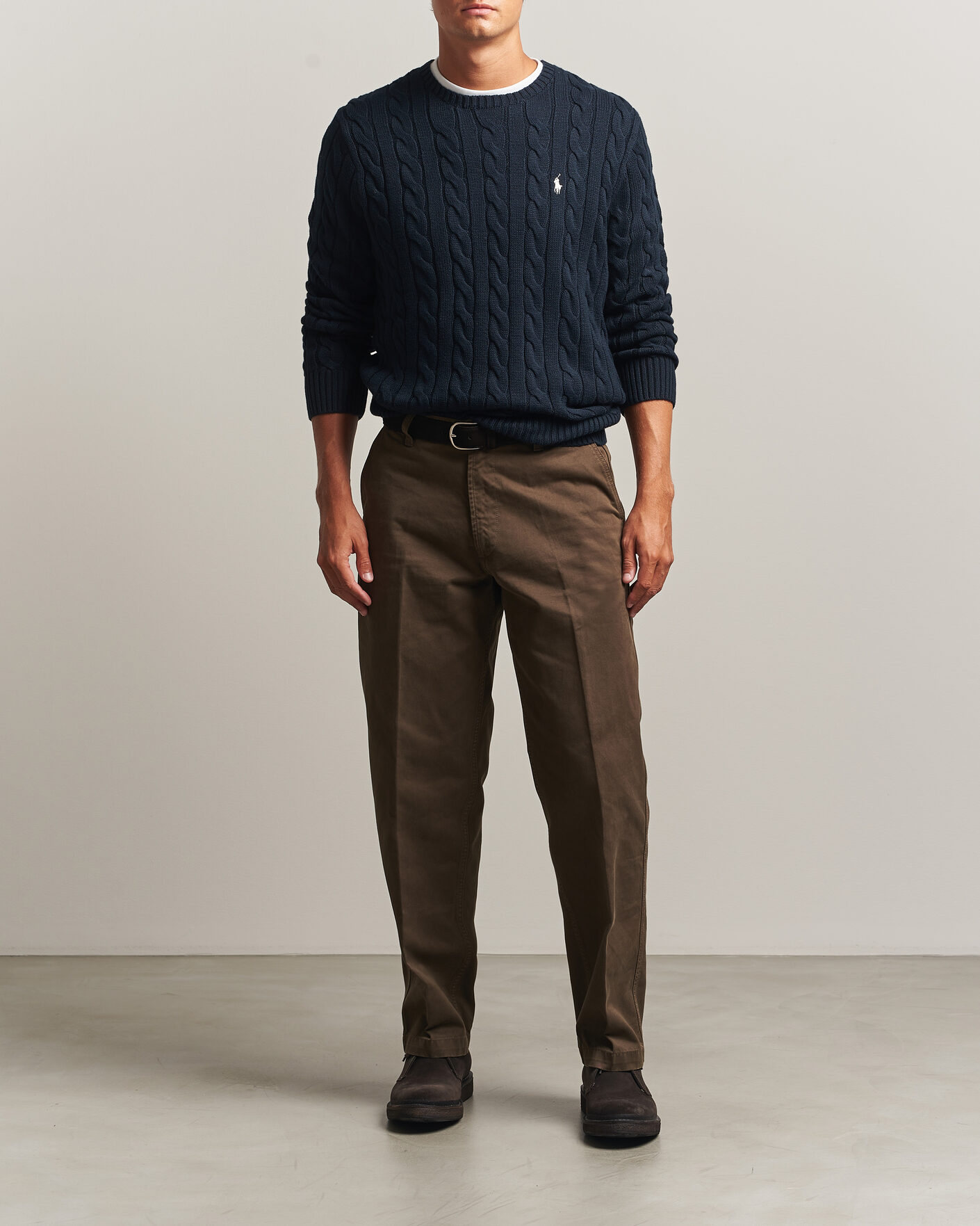 Men | Sweaters & Knitwear | Polo Ralph Lauren | Cotton Cable Pullover Hunter Navy
