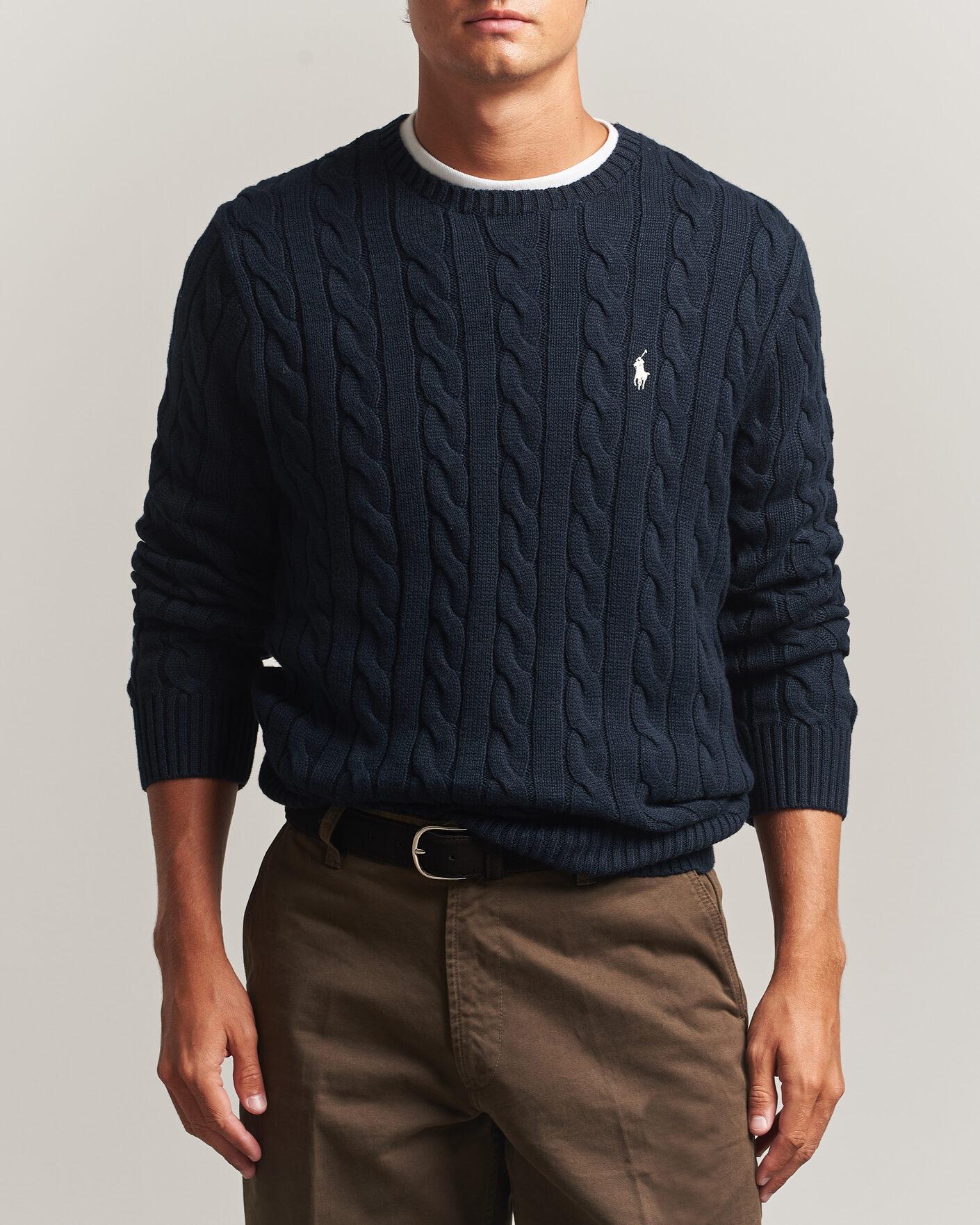 Men | Sweaters & Knitwear | Polo Ralph Lauren | Cotton Cable Pullover Hunter Navy