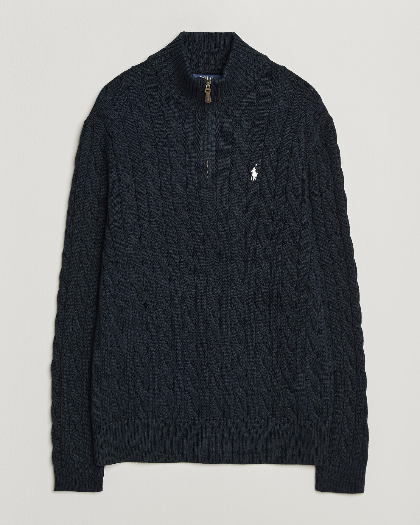 Men | Sweaters & Knitwear | Polo Ralph Lauren | Cotton Cable Half Zip Hunter Navy