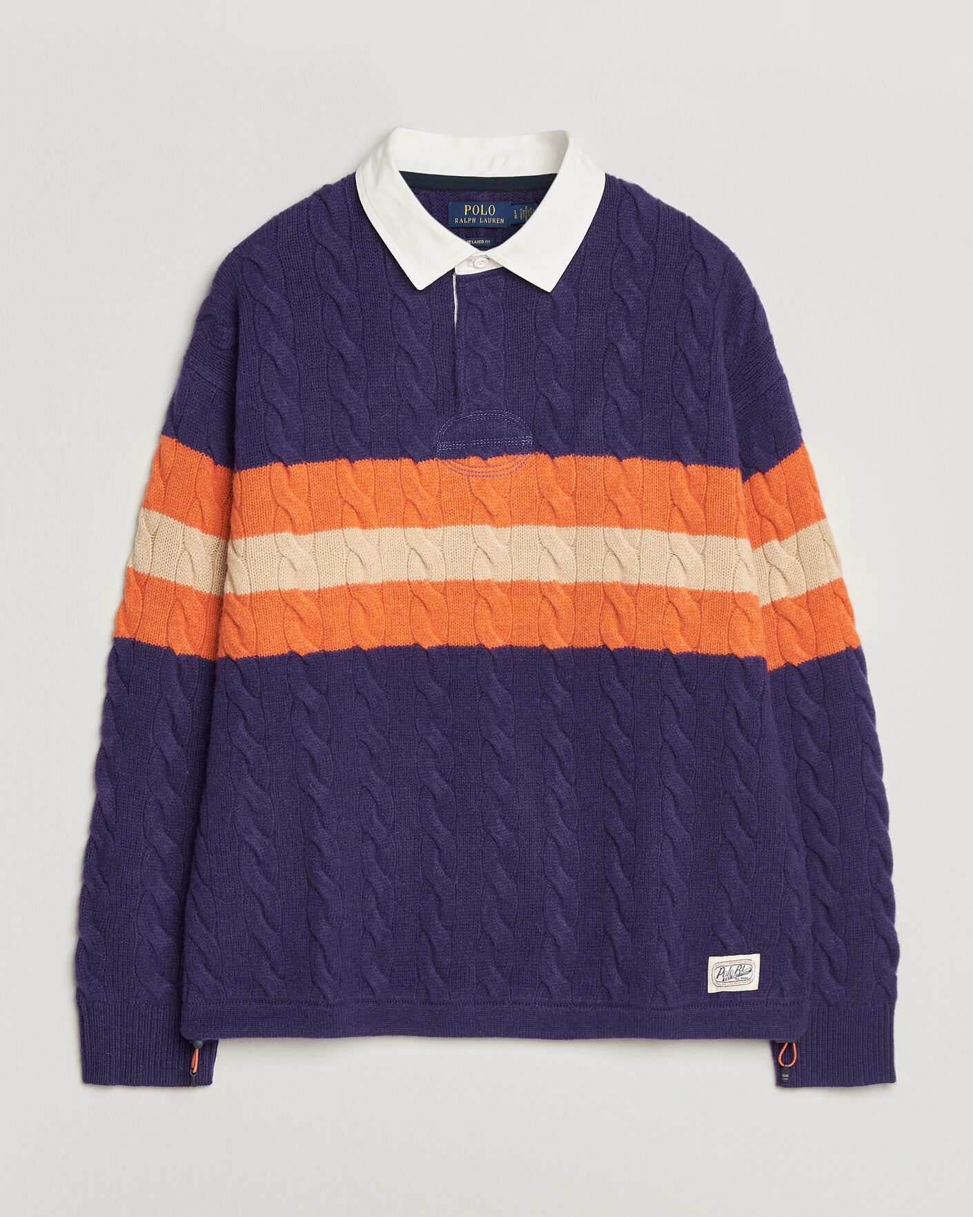 Men | Sweaters & Knitwear | Polo Ralph Lauren | Wool Blend Cable Knitted Polo Purple Combo