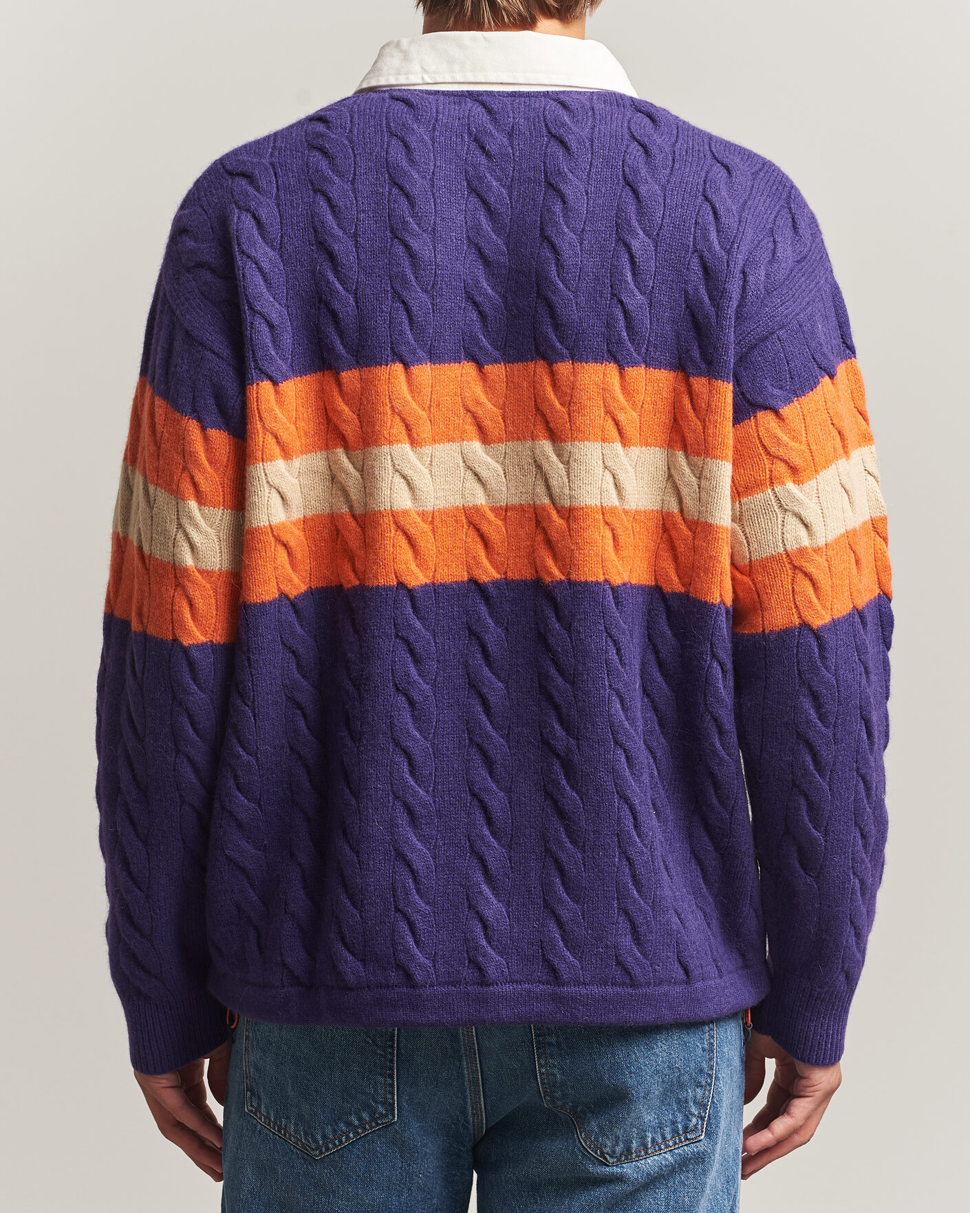 Men | Sweaters & Knitwear | Polo Ralph Lauren | Wool Blend Cable Knitted Polo Purple Combo