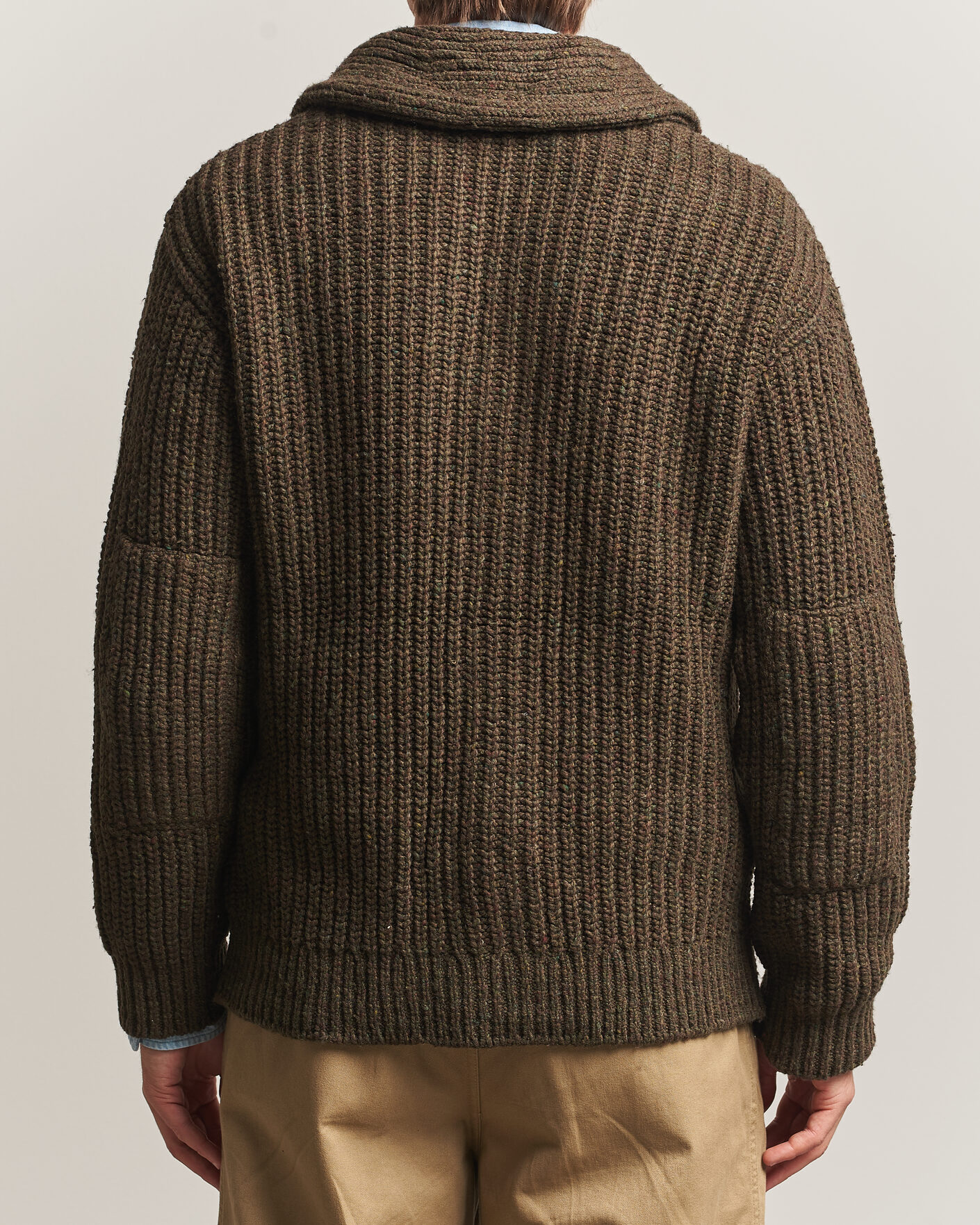 Men | Sweaters & Knitwear | Polo Ralph Lauren | Wool Blend Shawl Collar Cardigan Olive Brown Marl