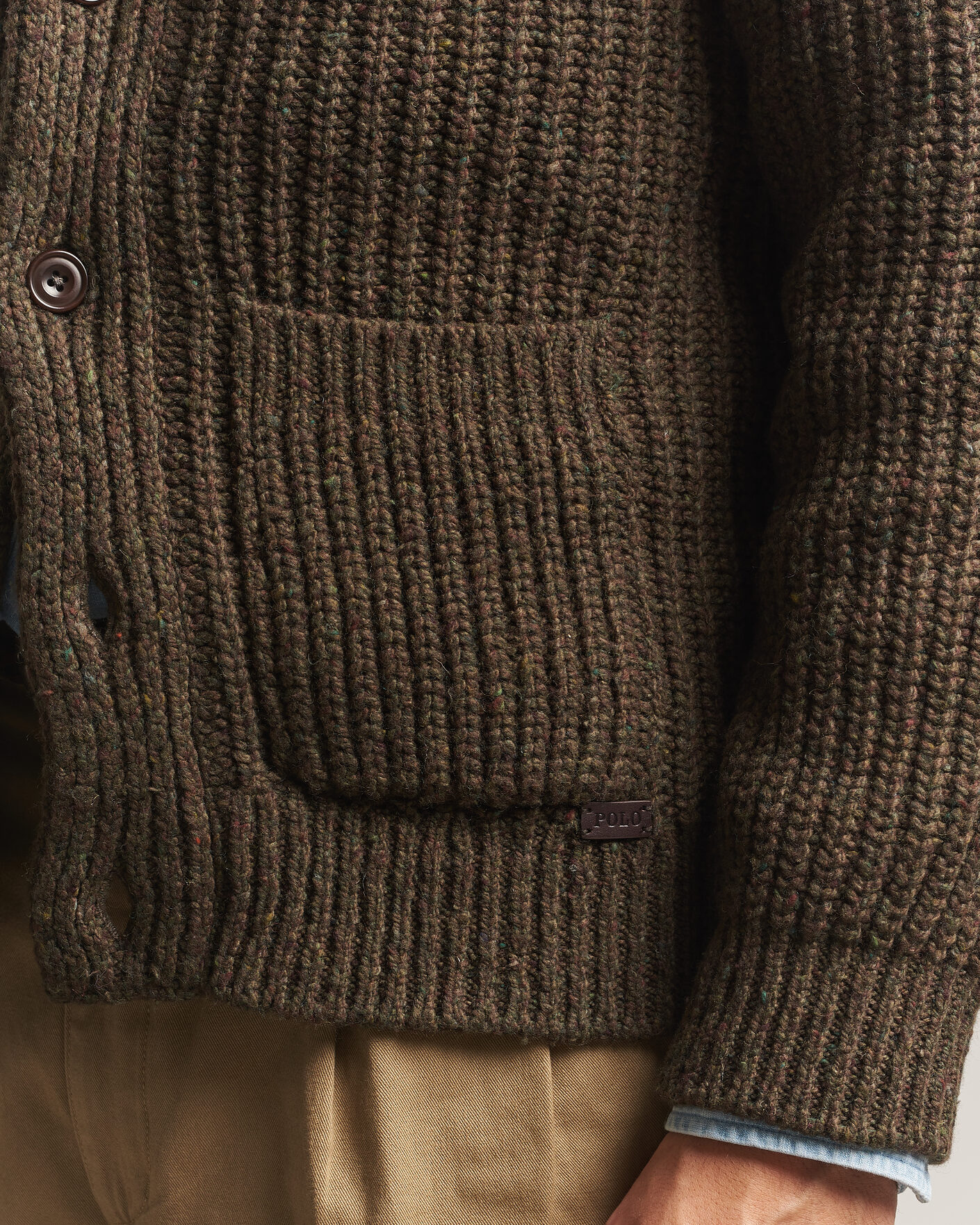 Men | Sweaters & Knitwear | Polo Ralph Lauren | Wool Blend Shawl Collar Cardigan Olive Brown Marl