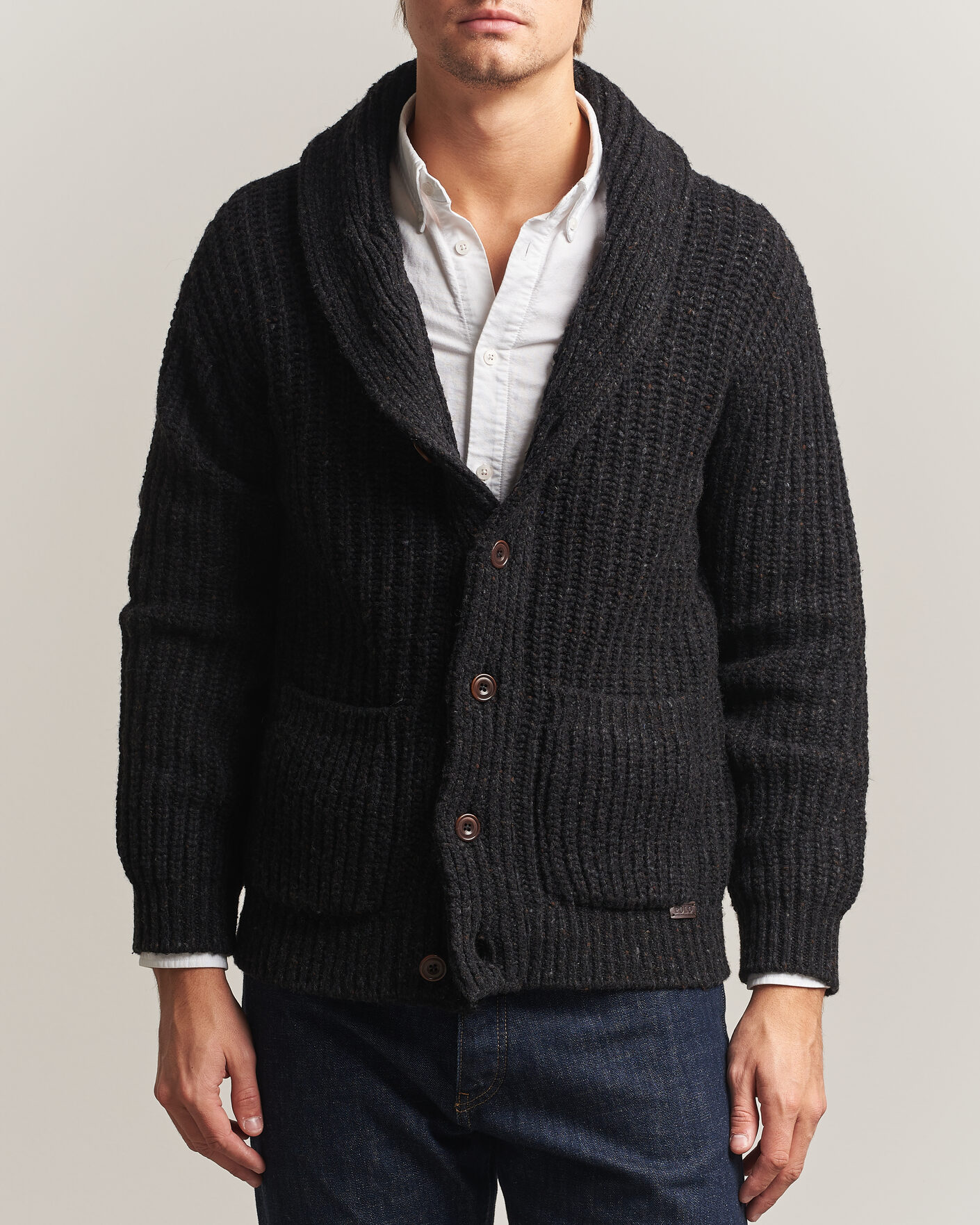 Men | Sweaters & Knitwear | Polo Ralph Lauren | Wool Blend Shawl Collar Cardigan Black Marl