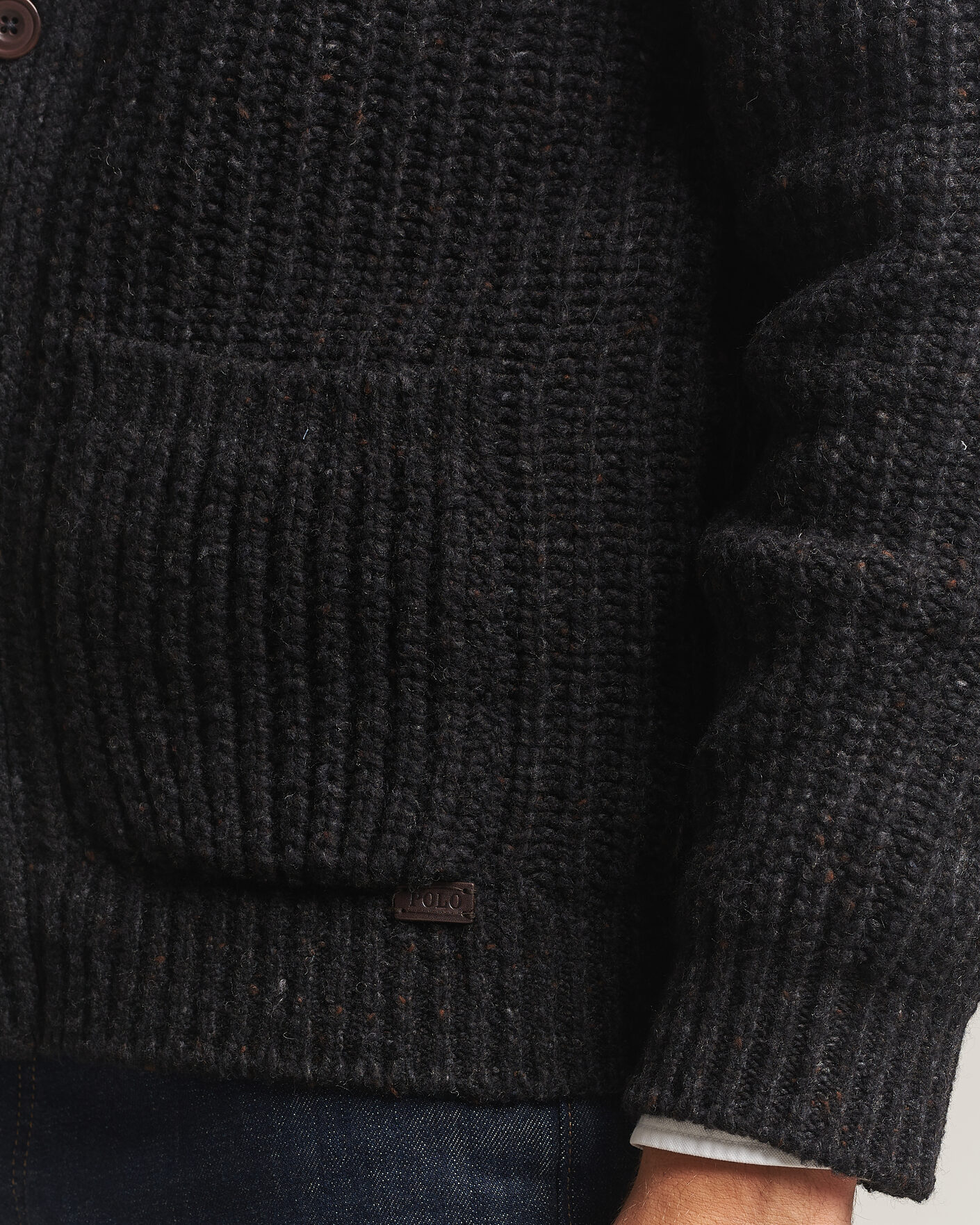 Men | Sweaters & Knitwear | Polo Ralph Lauren | Wool Blend Shawl Collar Cardigan Black Marl