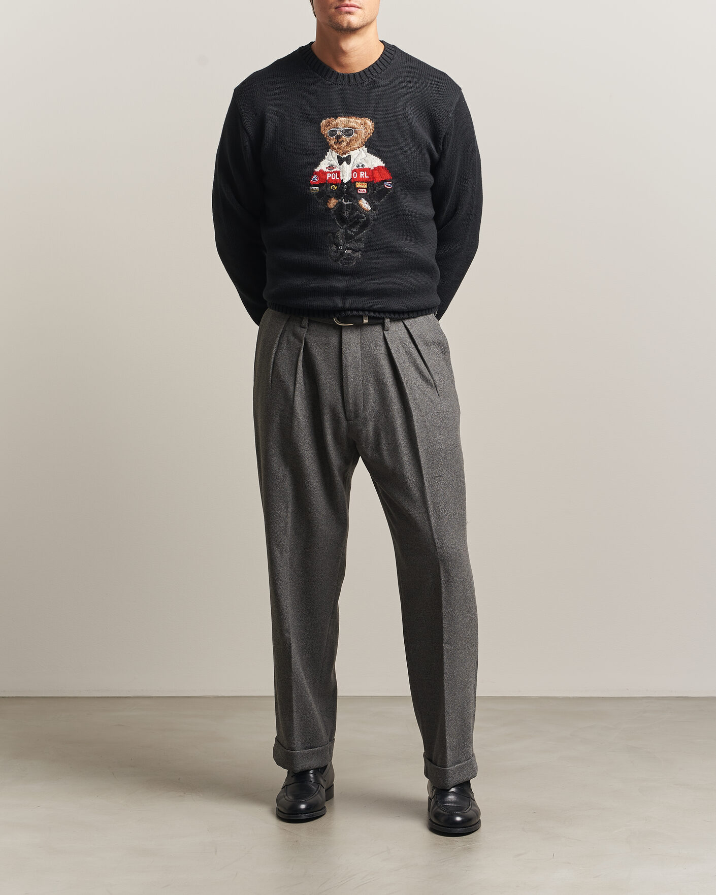 Men | Sweaters & Knitwear | Polo Ralph Lauren | Cotton Blend Bear Sweater Polo Black