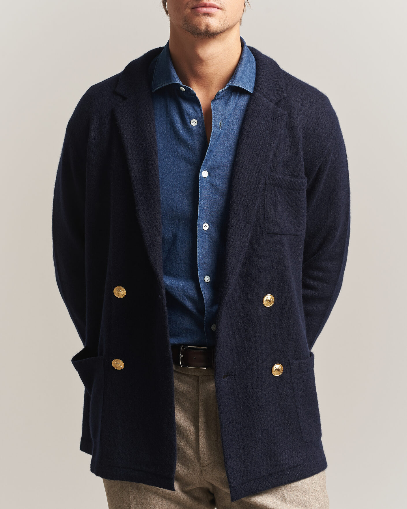 Men | Sweaters & Knitwear | Polo Ralph Lauren | Double Breasted Cashmere Cardigan Aviator Navy