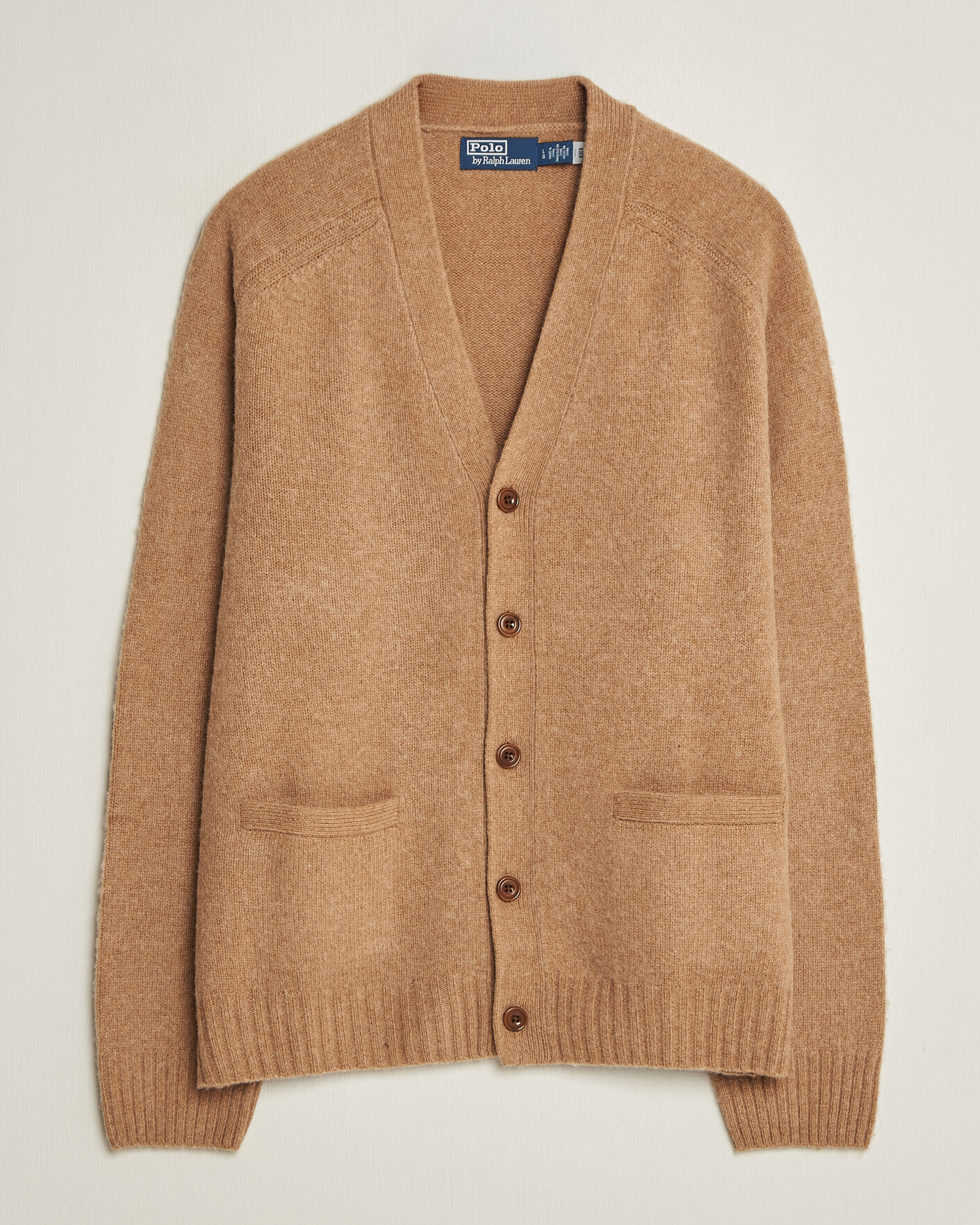 Men | Sweaters & Knitwear | Polo Ralph Lauren | Wool/Cashmere Patch Cardigan Crouton Tan Heather