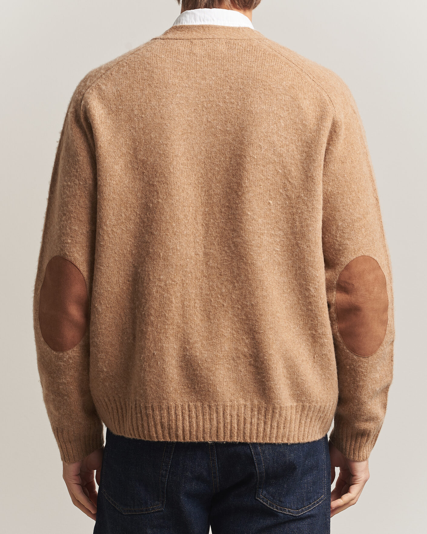 Men | Sweaters & Knitwear | Polo Ralph Lauren | Wool/Cashmere Patch Cardigan Crouton Tan Heather