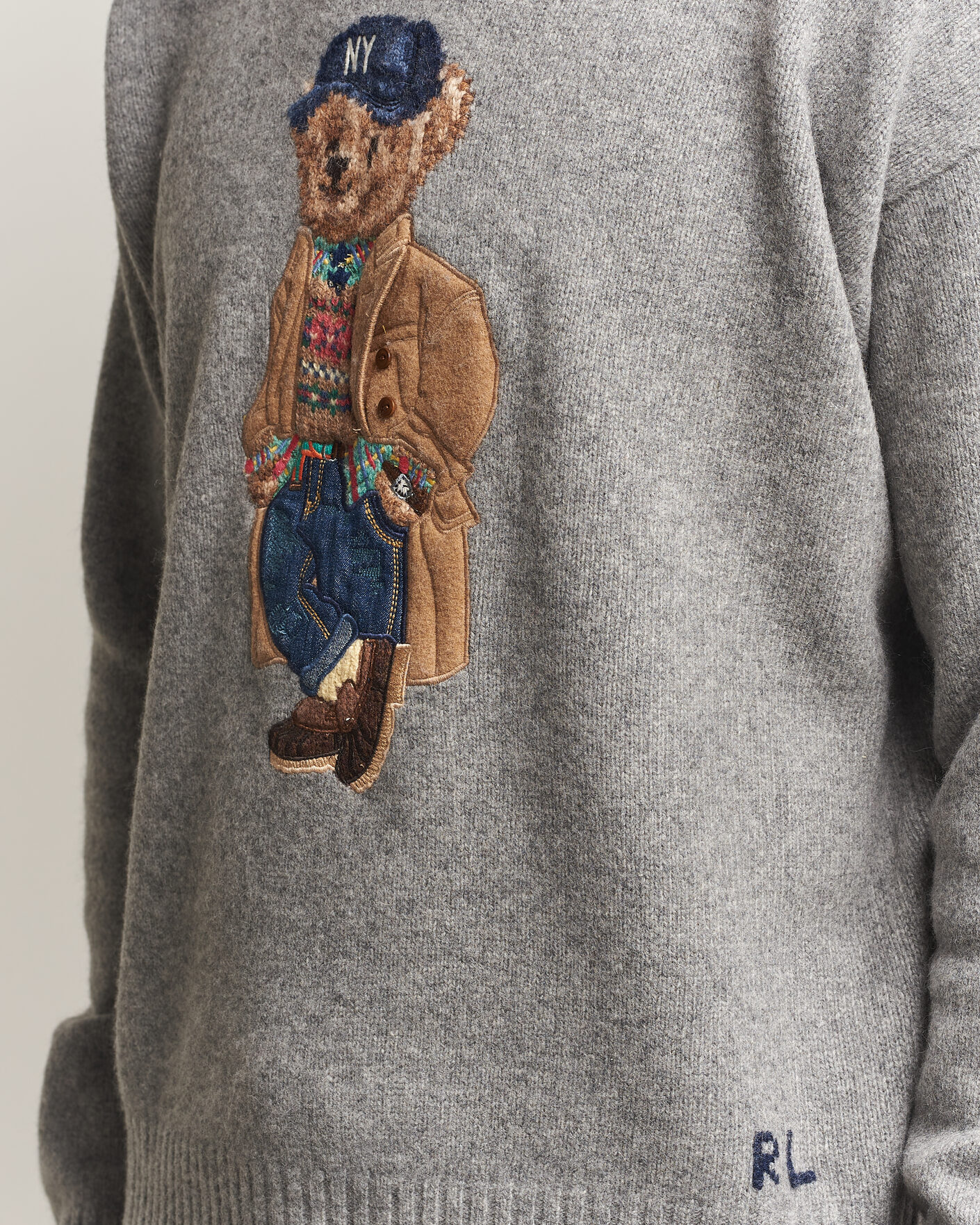 Men | Sweaters & Knitwear | Polo Ralph Lauren | Wool Blend Bear Sweater Grey Combo