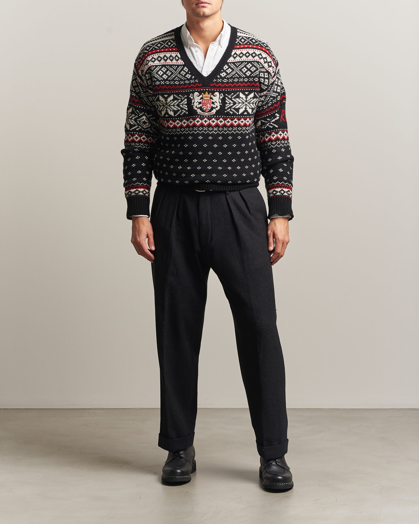 Men | Sweaters & Knitwear | Polo Ralph Lauren | Royal Holiday Wool Sweater Black Combo