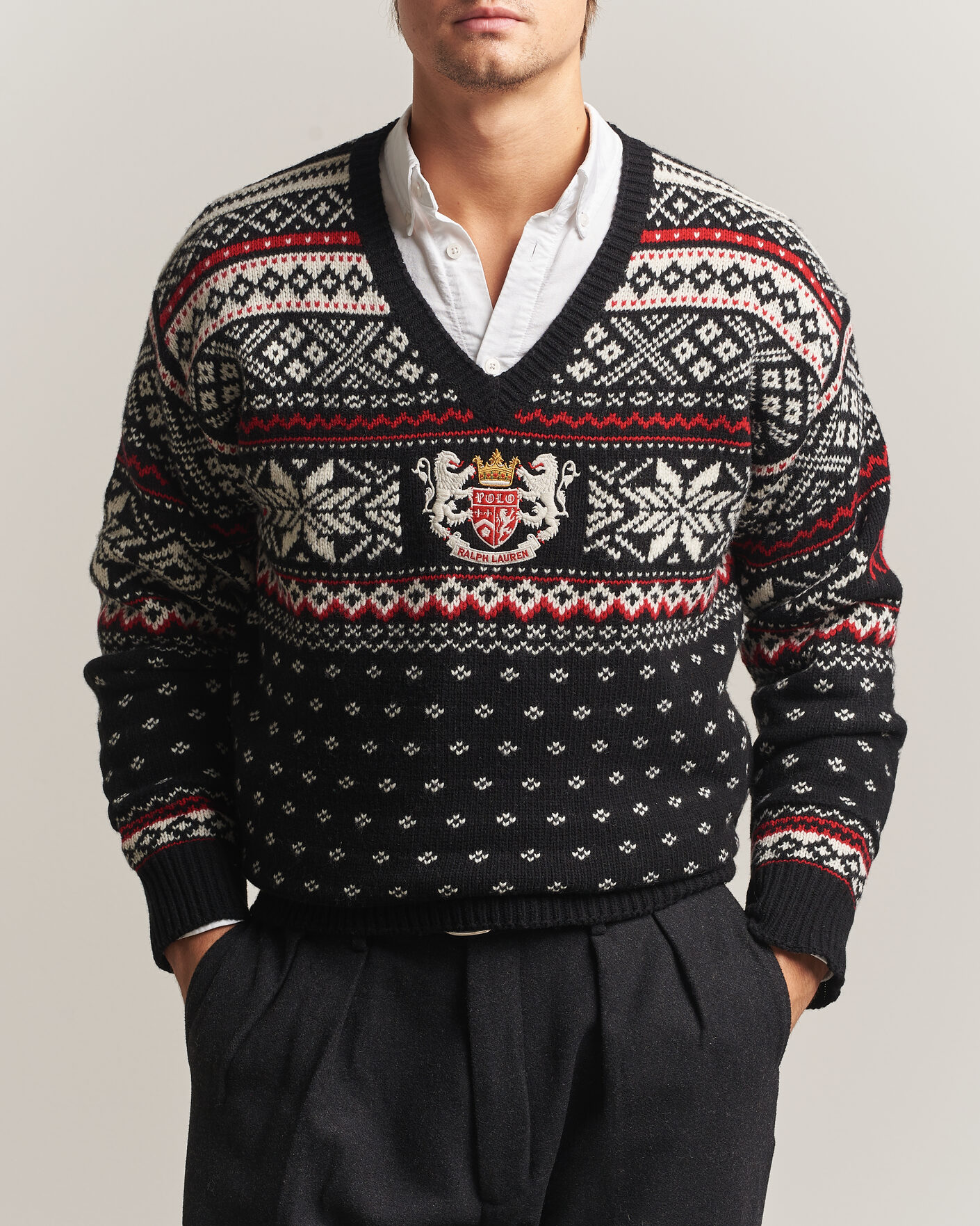 Men | Sweaters & Knitwear | Polo Ralph Lauren | Royal Holiday Wool Sweater Black Combo
