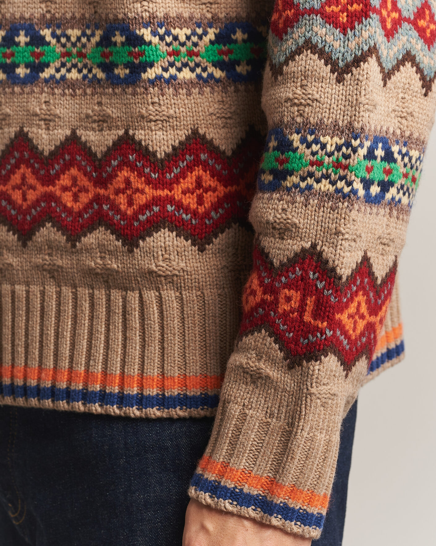 Men | Sweaters & Knitwear | Polo Ralph Lauren | Litchfield Wool Blend Sweater Tan Multi
