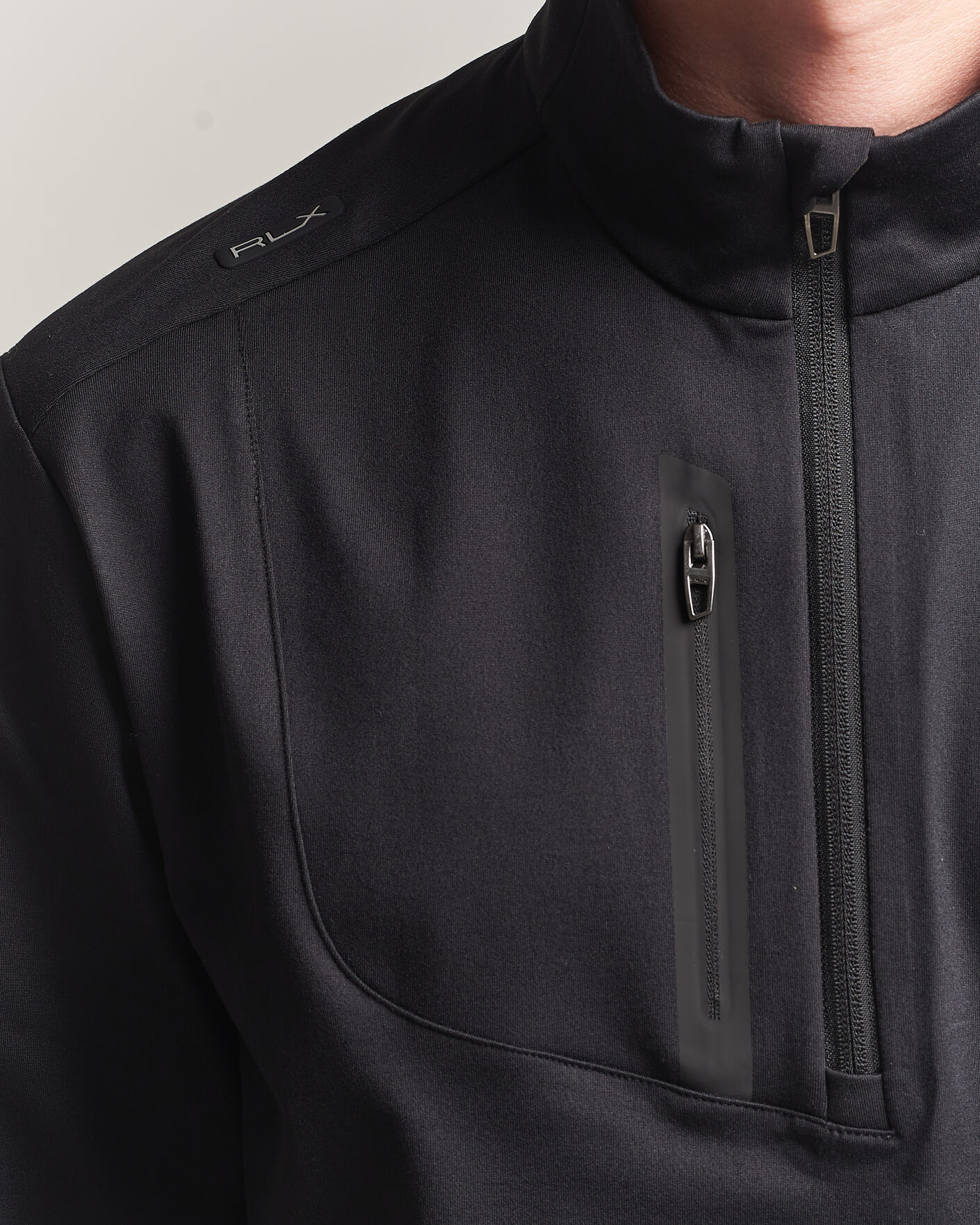Men | Golf Clothing | Polo Ralph Lauren | Luxury Jersey Half Zip Polo Black