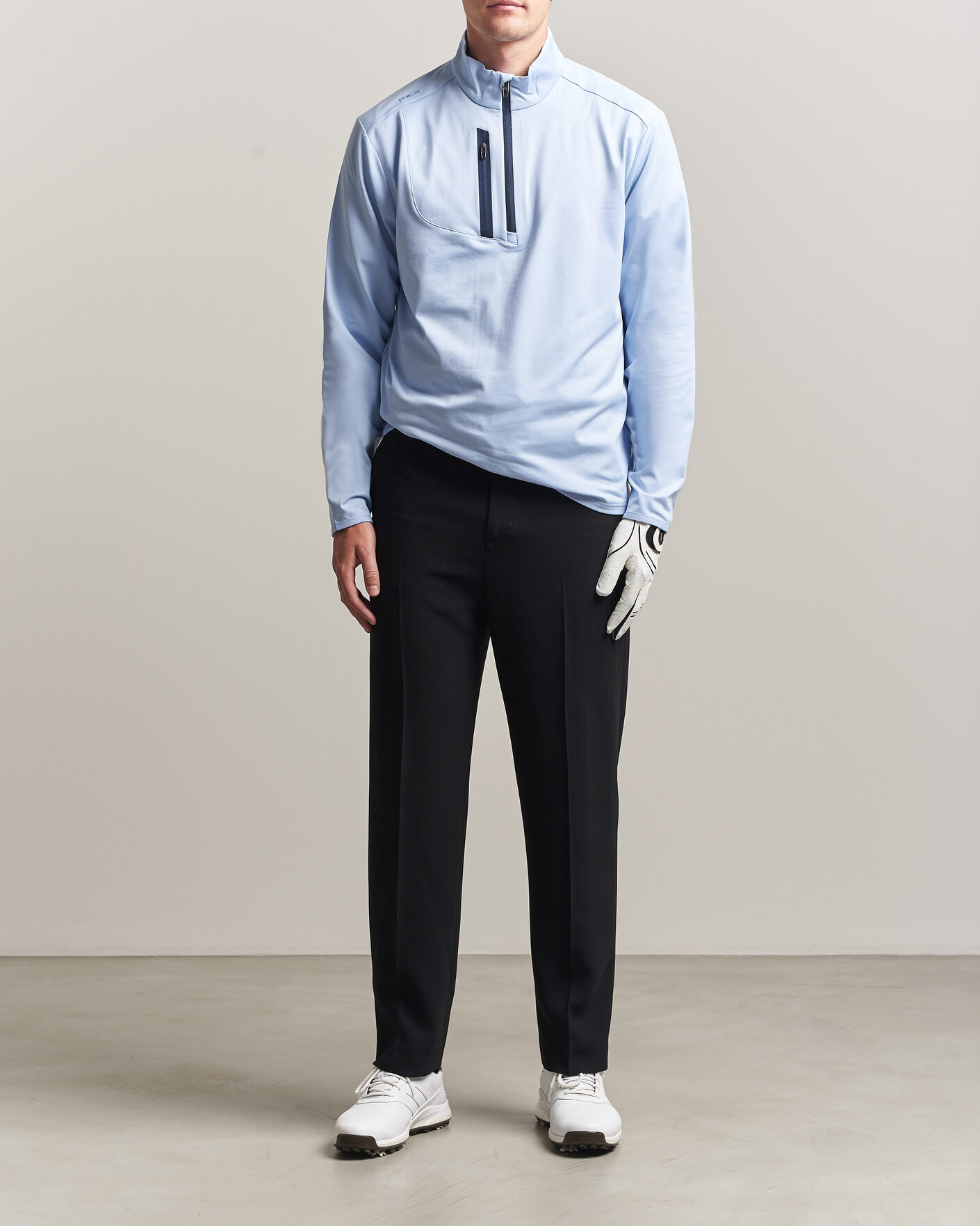 Men | Golf Clothing | Polo Ralph Lauren | Luxury Jersey Half Zip Pebble Blue