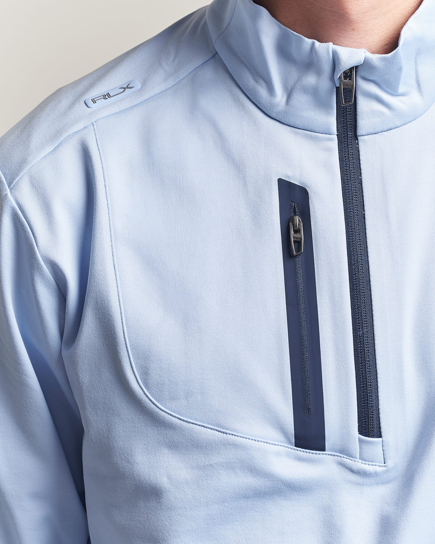 Men | Golf Clothing | Polo Ralph Lauren | Luxury Jersey Half Zip Pebble Blue