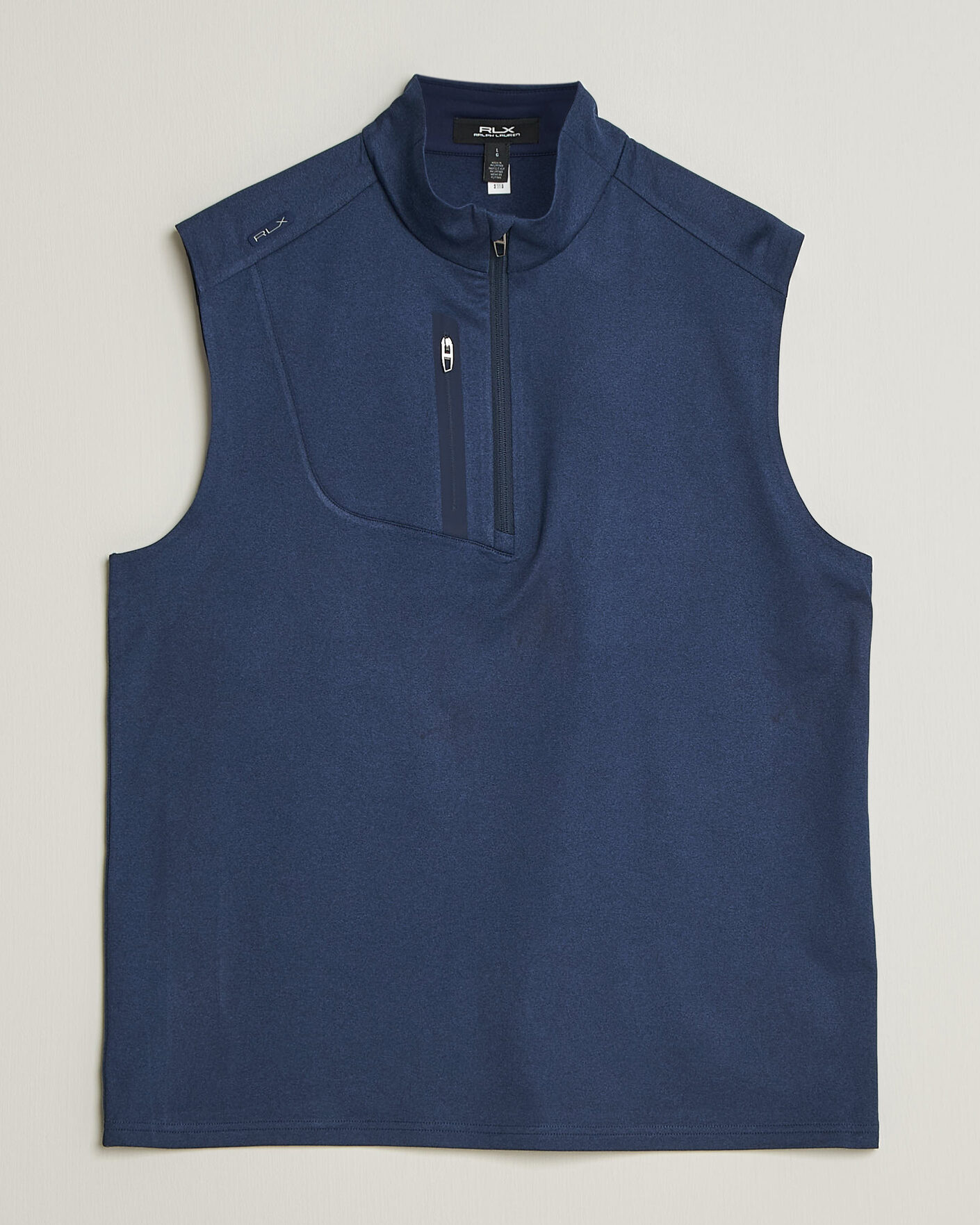 Men | Sweaters & Knitwear | RLX Ralph Lauren | Luxury Jersey Vest Half Zip Spring Navy Heather