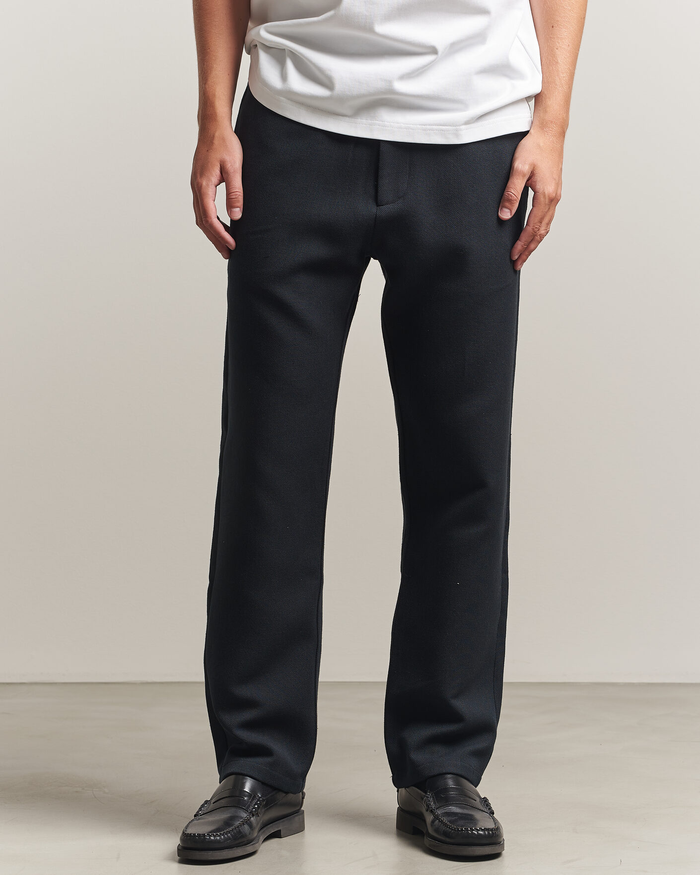Men | Trousers | Samsøe Samsøe | Jabari Brushed Cotton Drawstring Trousers Dark Grey Melange
