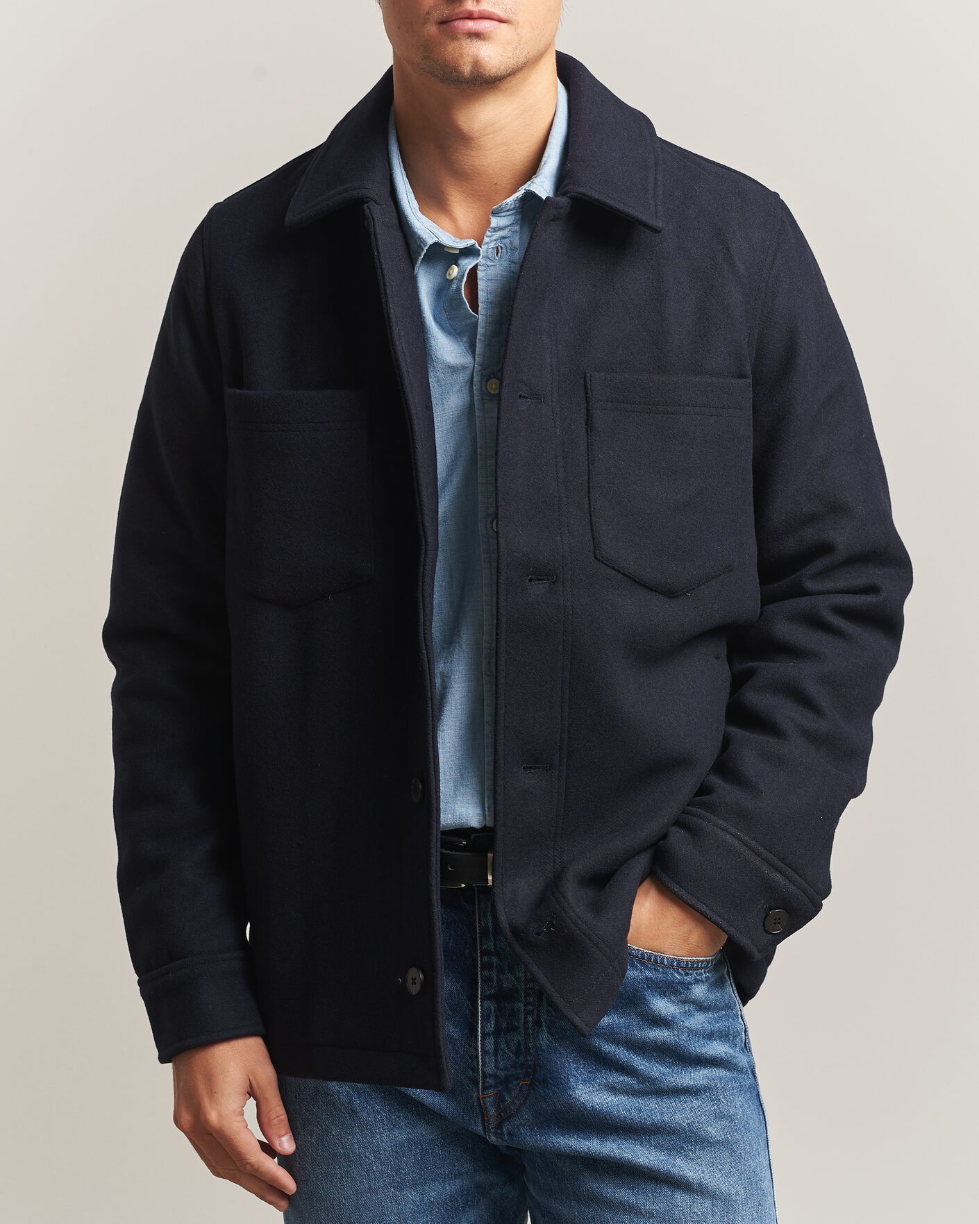 Men | Coats & Jackets | Samsøe Samsøe | Pally Padded Shirt Jacket Salute Navy